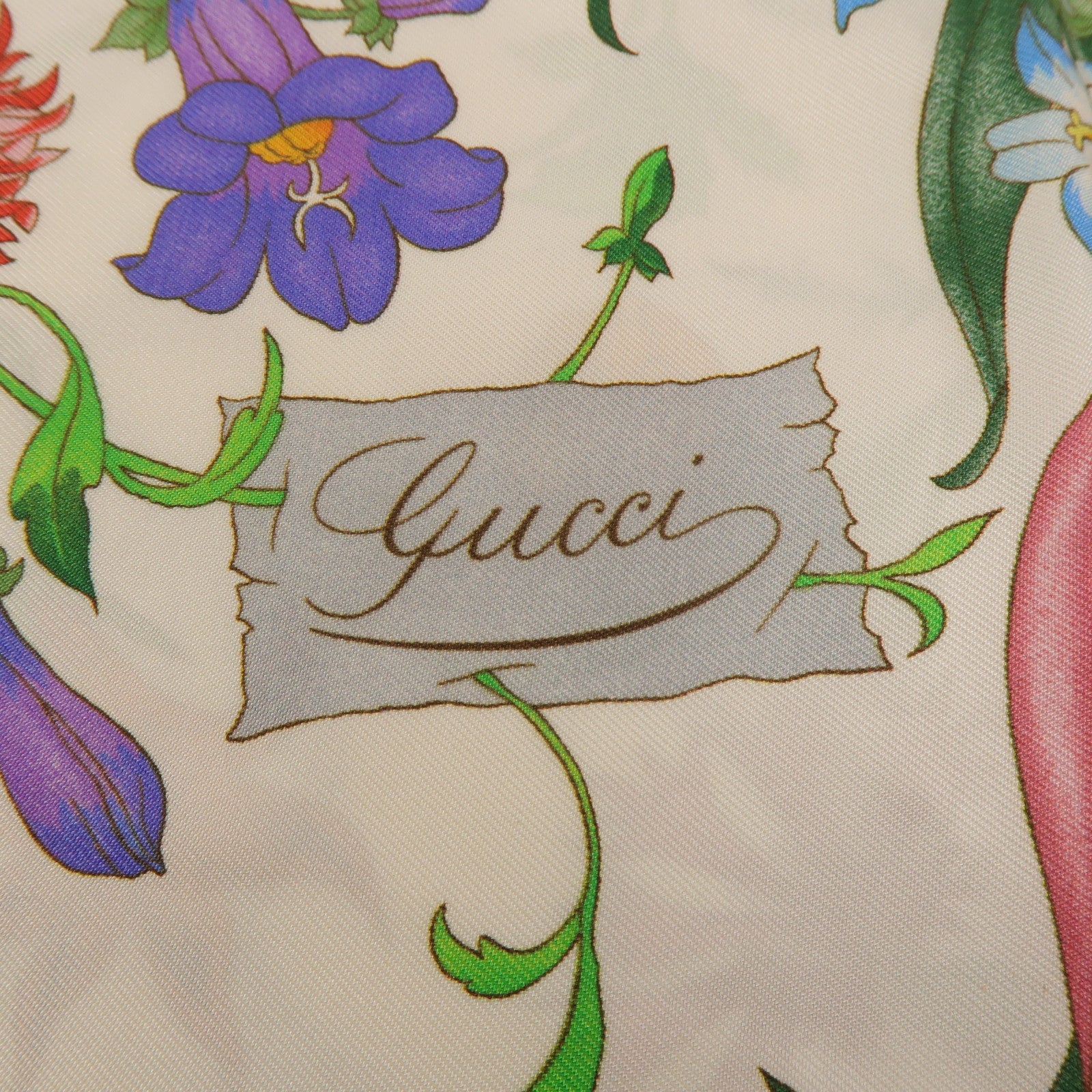 GUCCI 絲質Flower Scarf 86x86 絲巾