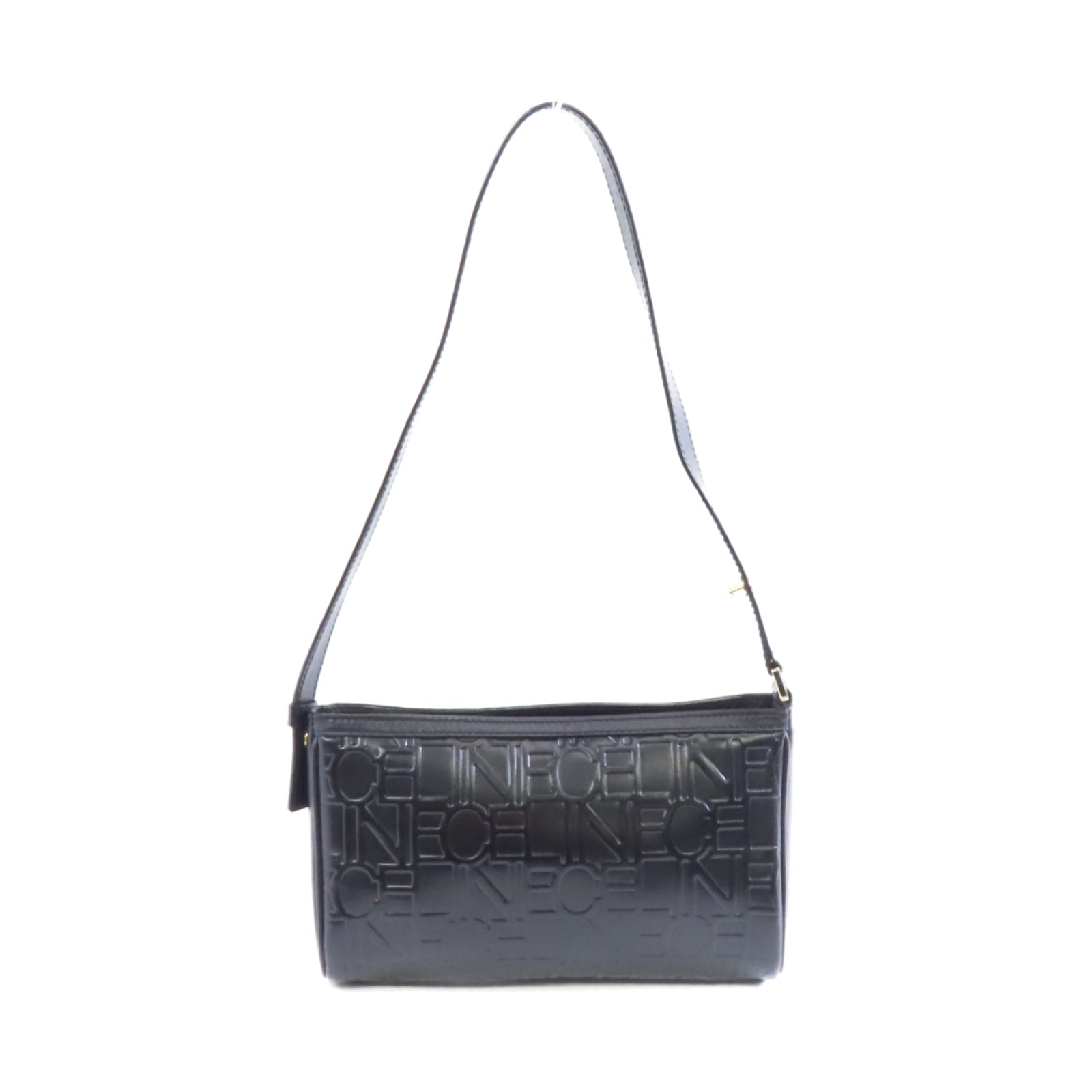 CELINE 皮革Vintage Leather Mini Bag金扣肩背袋黑色