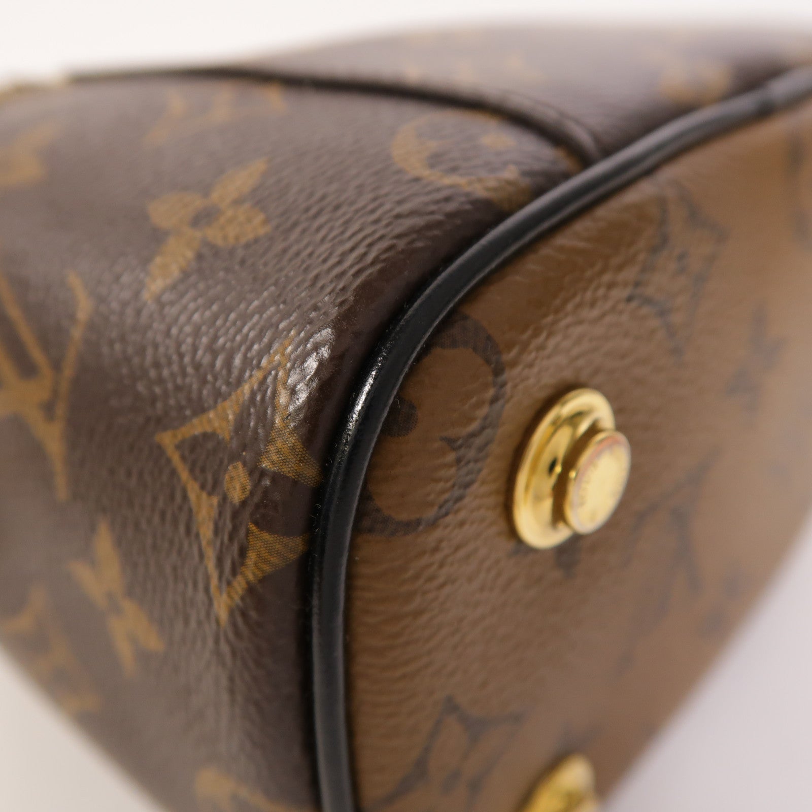 LOUIS VUITTON Monogram Reverse Vanity PM金扣手挽肩背兩用袋棕色