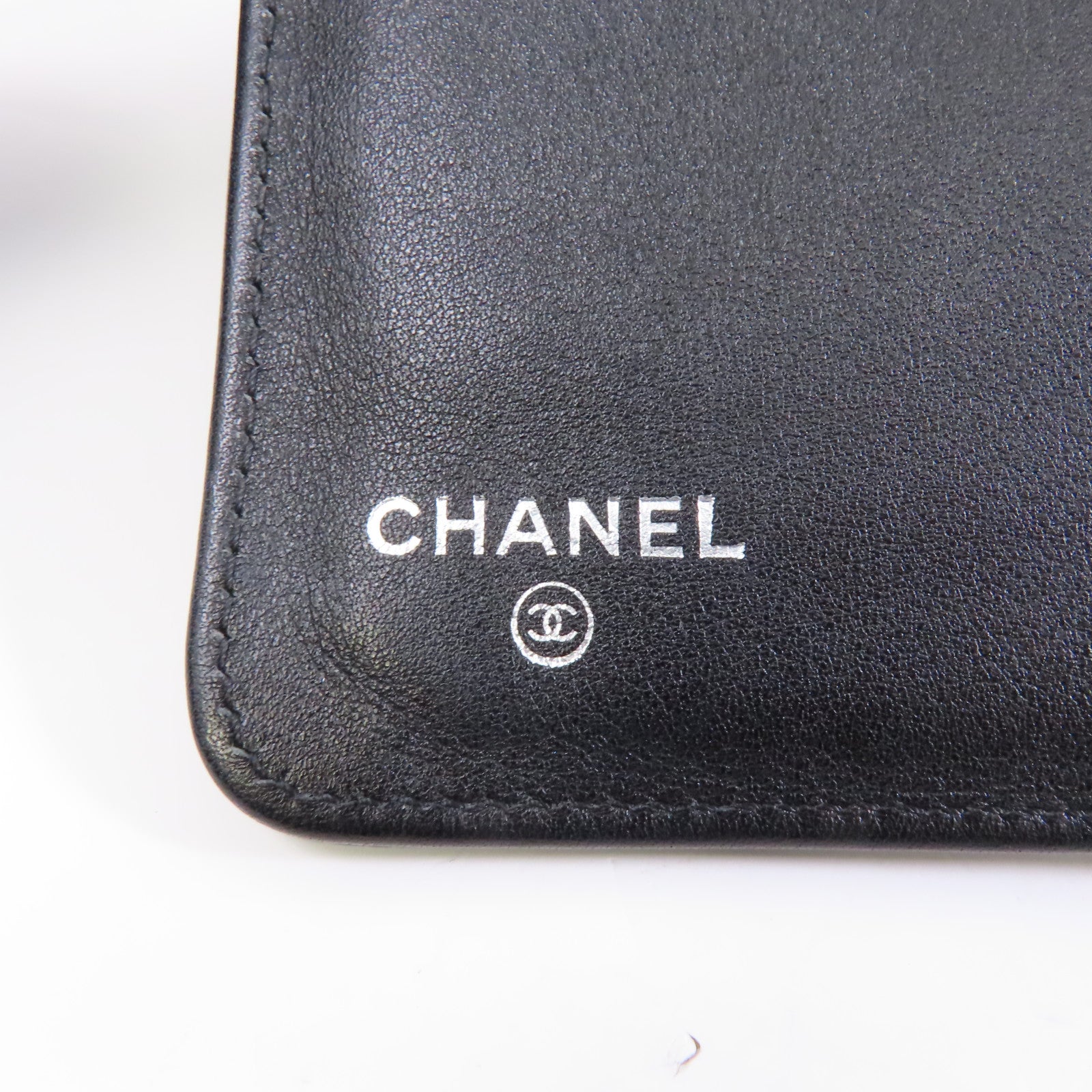 CHANEL 牛皮皮革Wallet銀扣錢包黑色