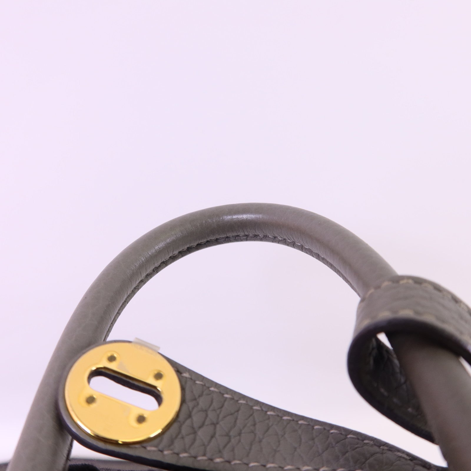 HERMES Clemence皮革Mini Lindy金扣手挽肩背兩用袋Gris Meyer