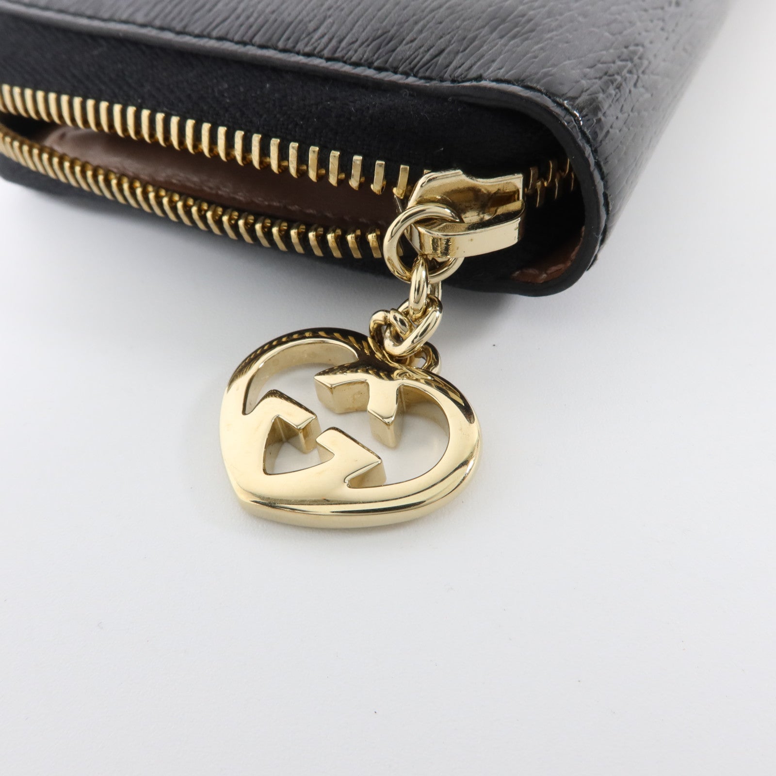 GUCCI 漆皮皮革Lovely Line Zip-Around Long Wallet金扣長錢包