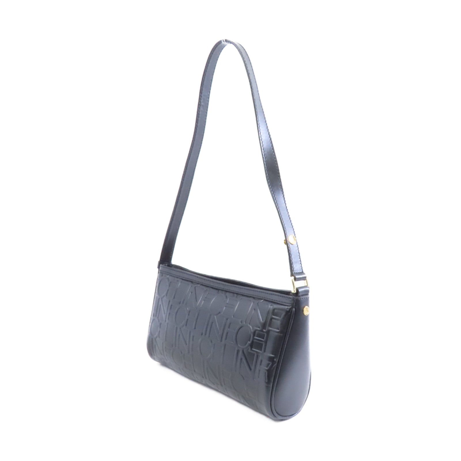 CELINE 皮革Vintage Leather Mini Bag金扣肩背袋黑色