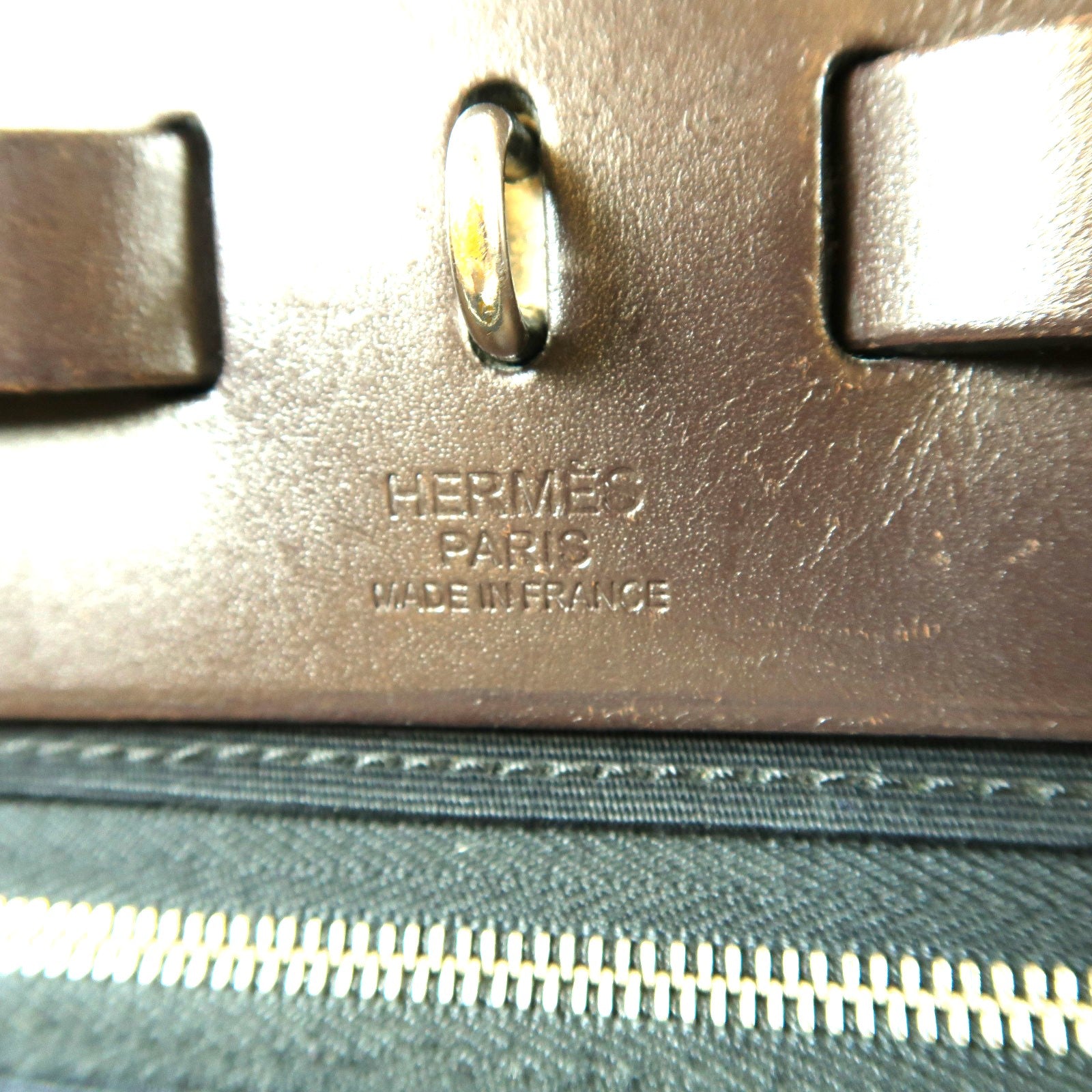 HERMES 【激減優惠】帆布Herbag PM銀扣手挽肩背兩用袋黑色/啡色