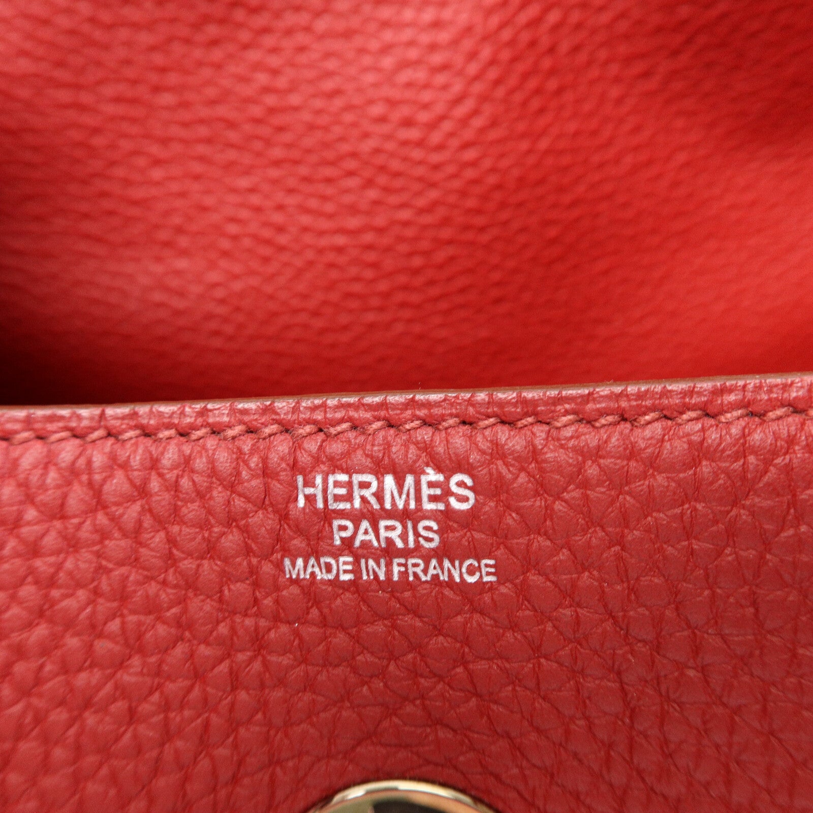 HERMES Clemence皮革Lindy 30手挽肩背兩用袋Rouge Garance