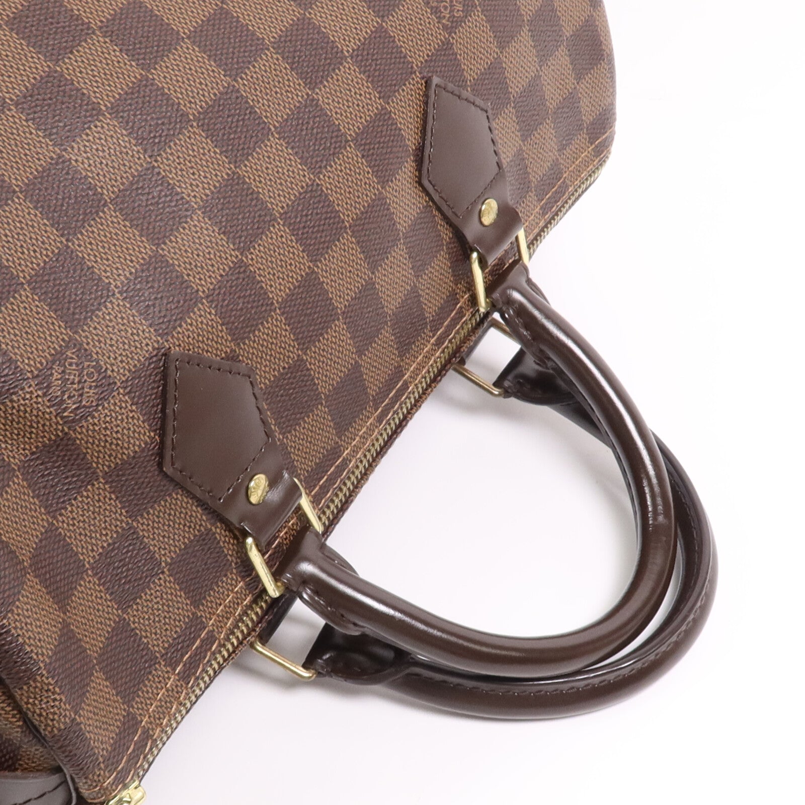 LOUIS VUITTON Damier Speedy 30金扣手挽袋