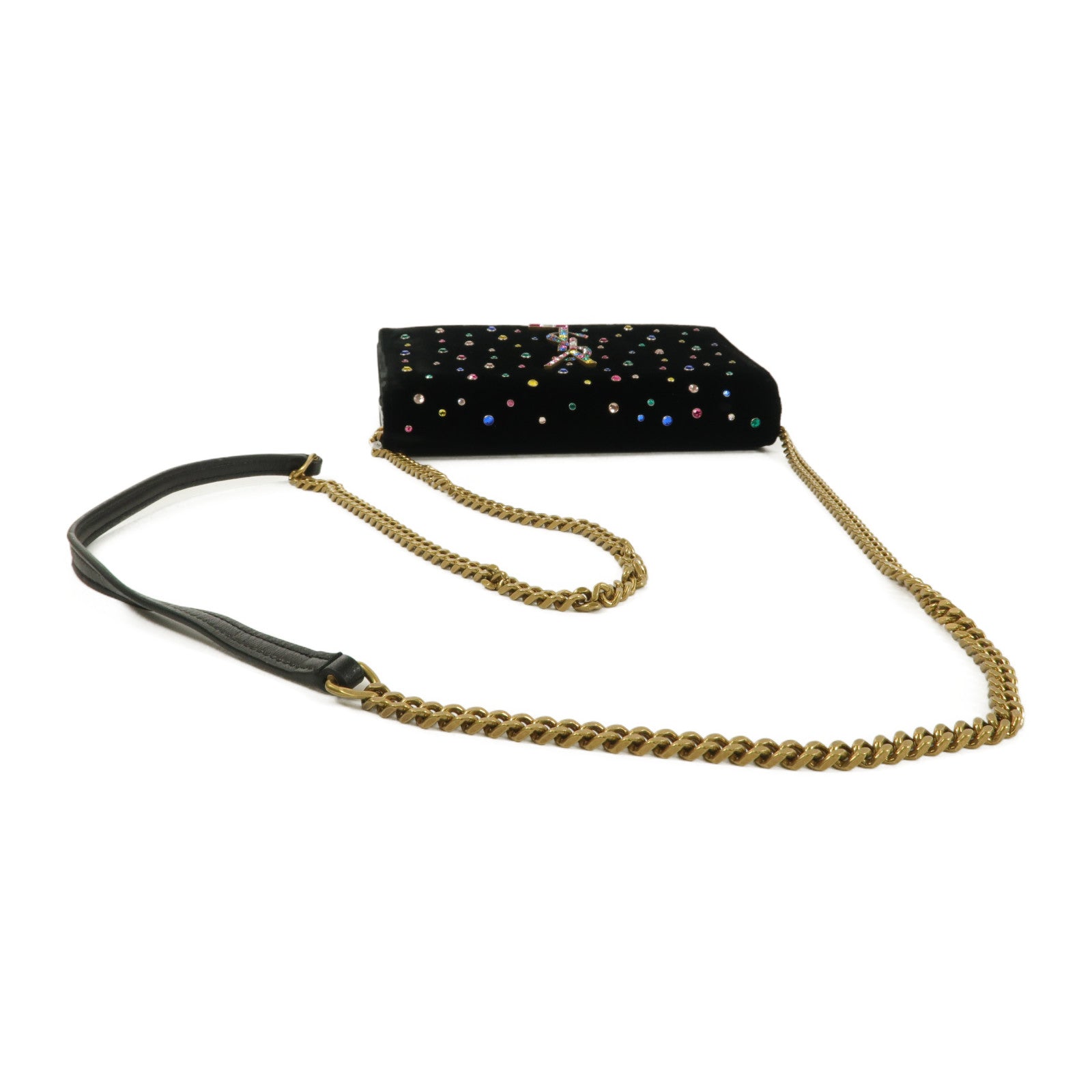 SAINT LAURENT 天鵝絨Crossbody Shoulder Bag鏈帶肩背袋