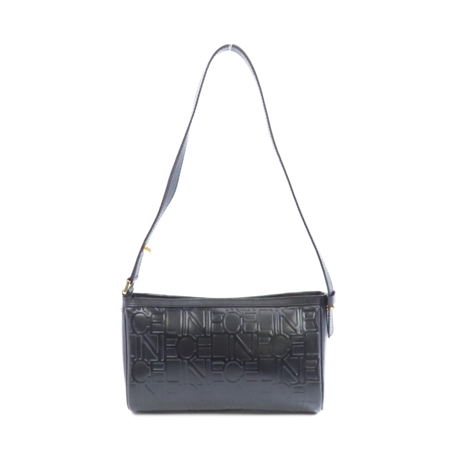 CELINE 皮革Vintage Leather Mini Bag金扣肩背袋黑色