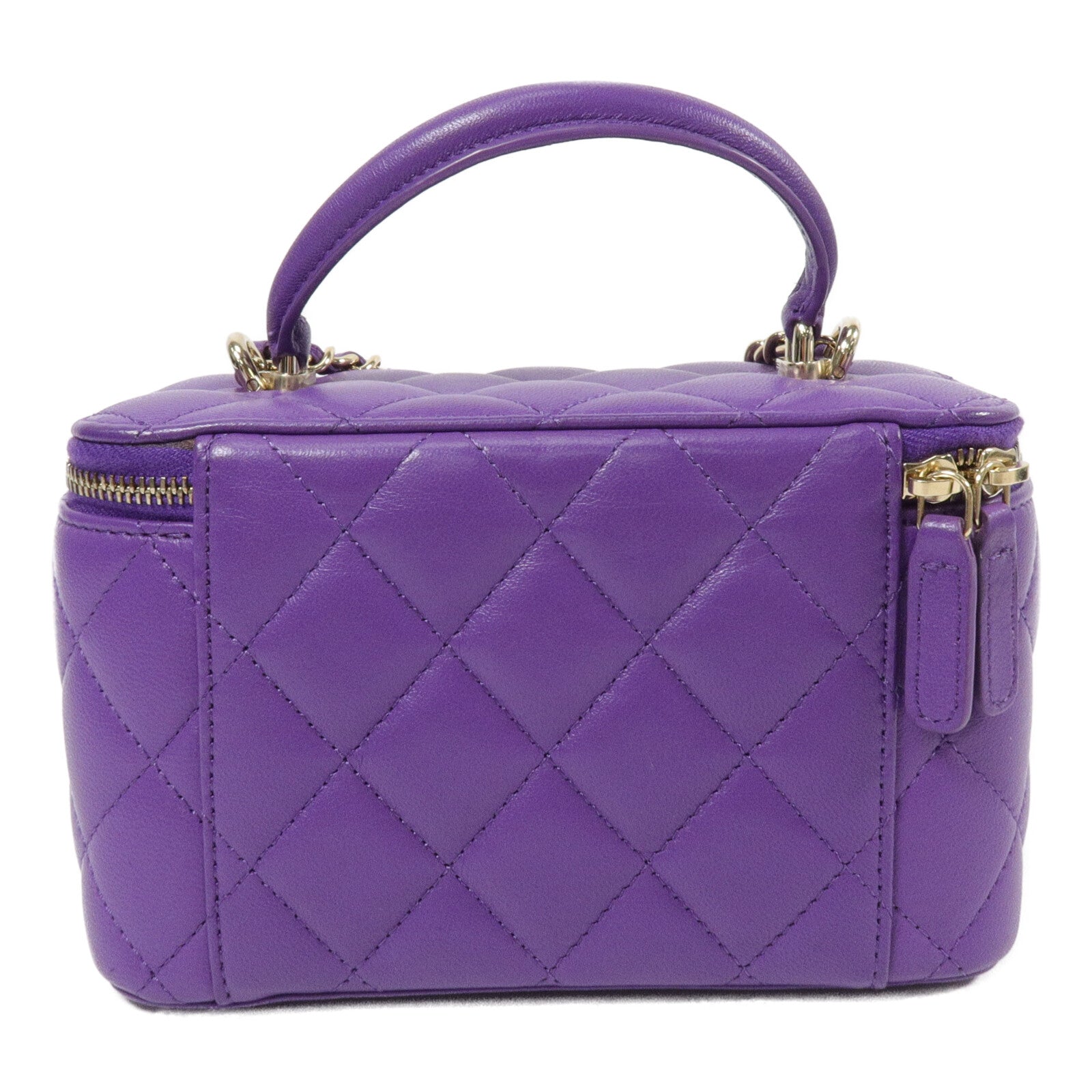 CHANEL 羊皮皮革Top Handle Vanity Case鏈帶手挽肩背兩用袋