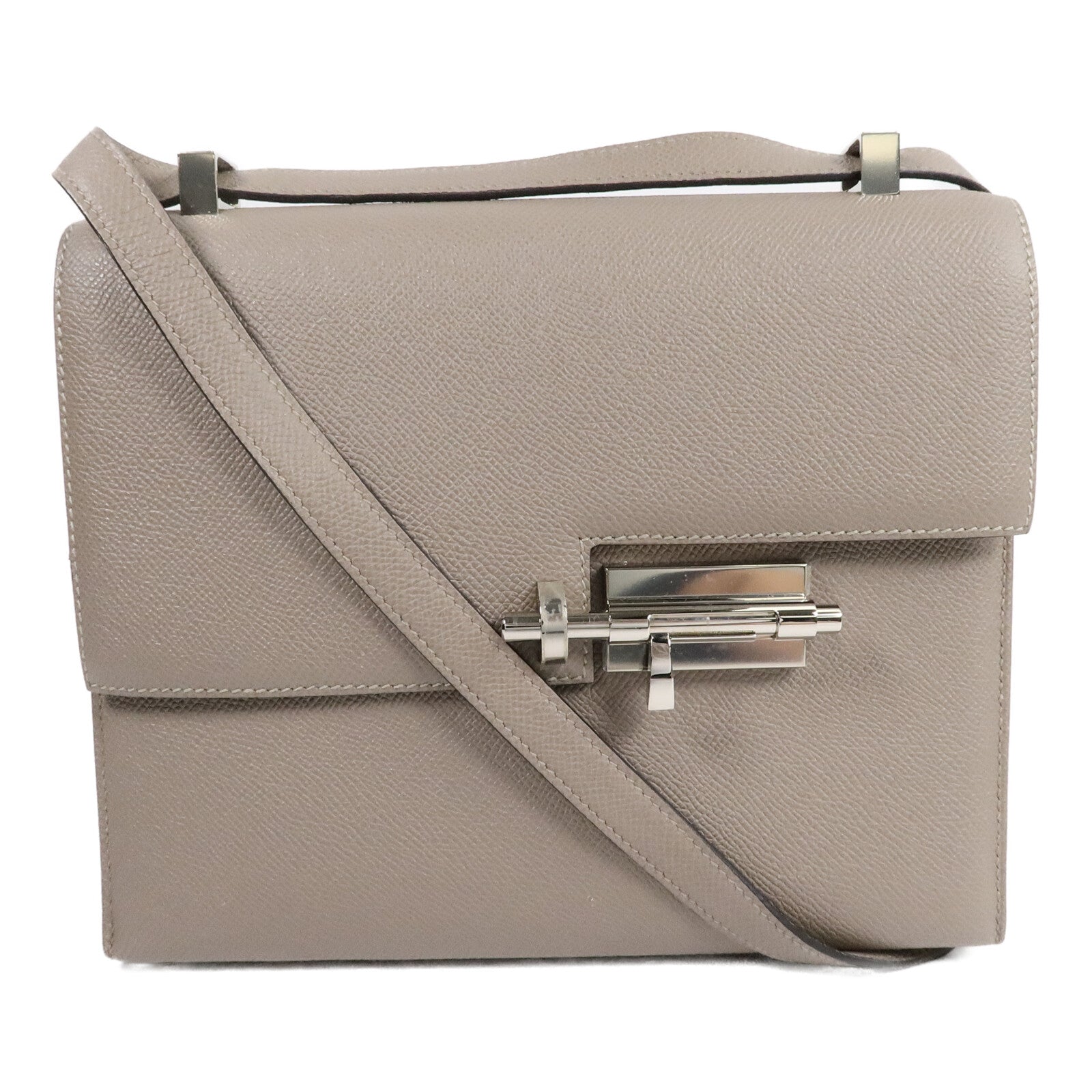HERMES Epsom皮革Verrou 23肩背袋Gris Asphalte