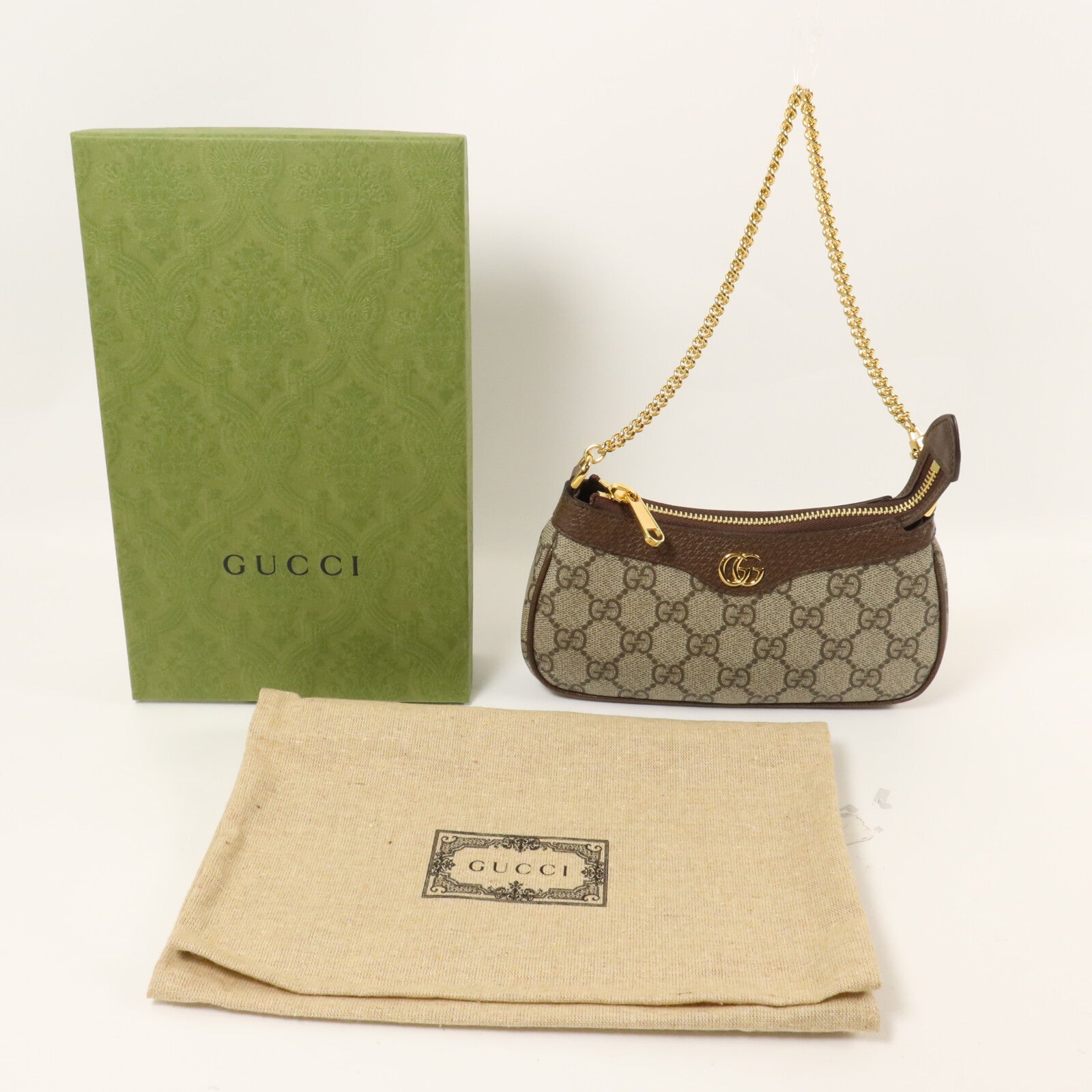 GUCCI 塗層帆布Ophidia GG Mini Bag鏈帶手挽袋