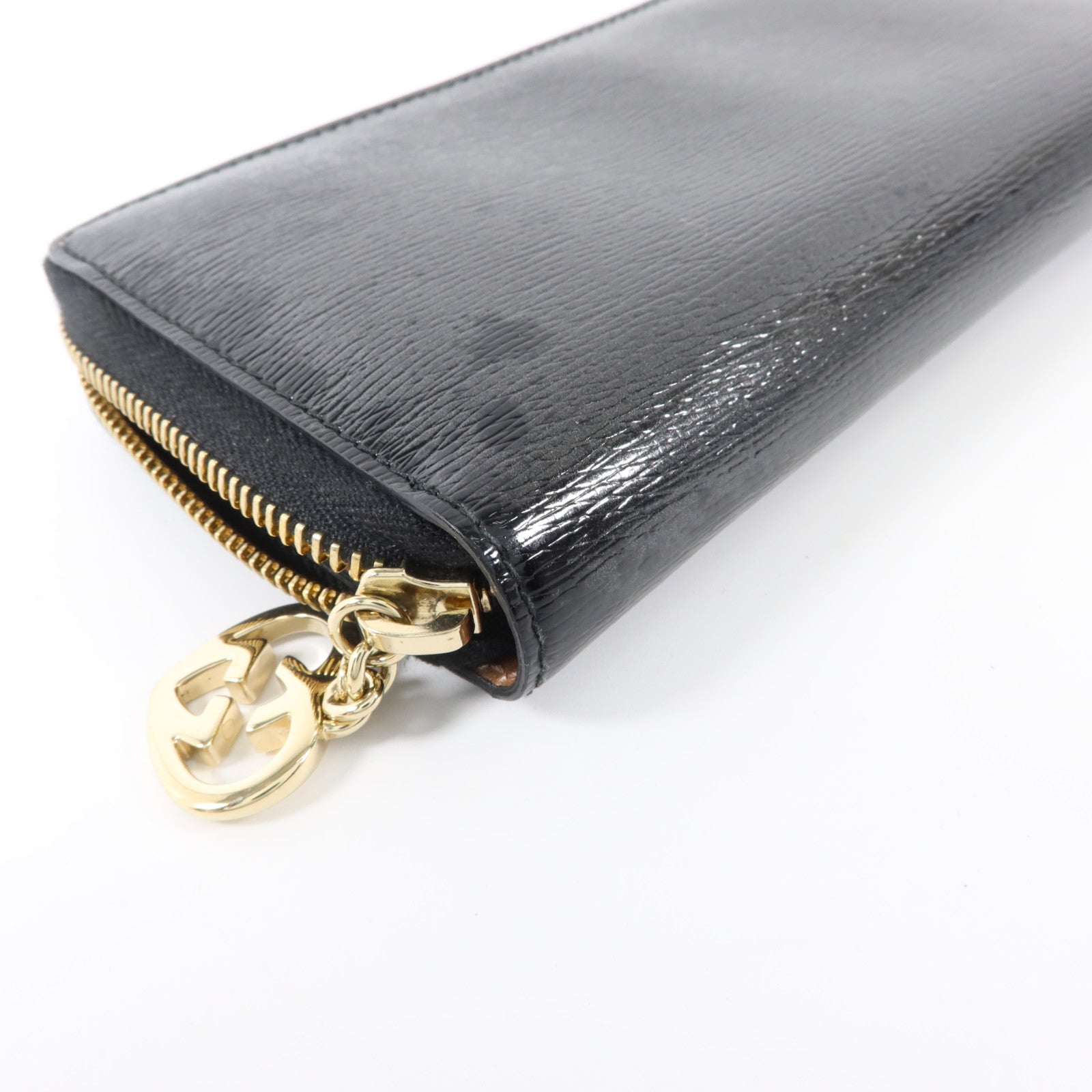 GUCCI 漆皮皮革Lovely Line Zip-Around Long Wallet金扣長錢包