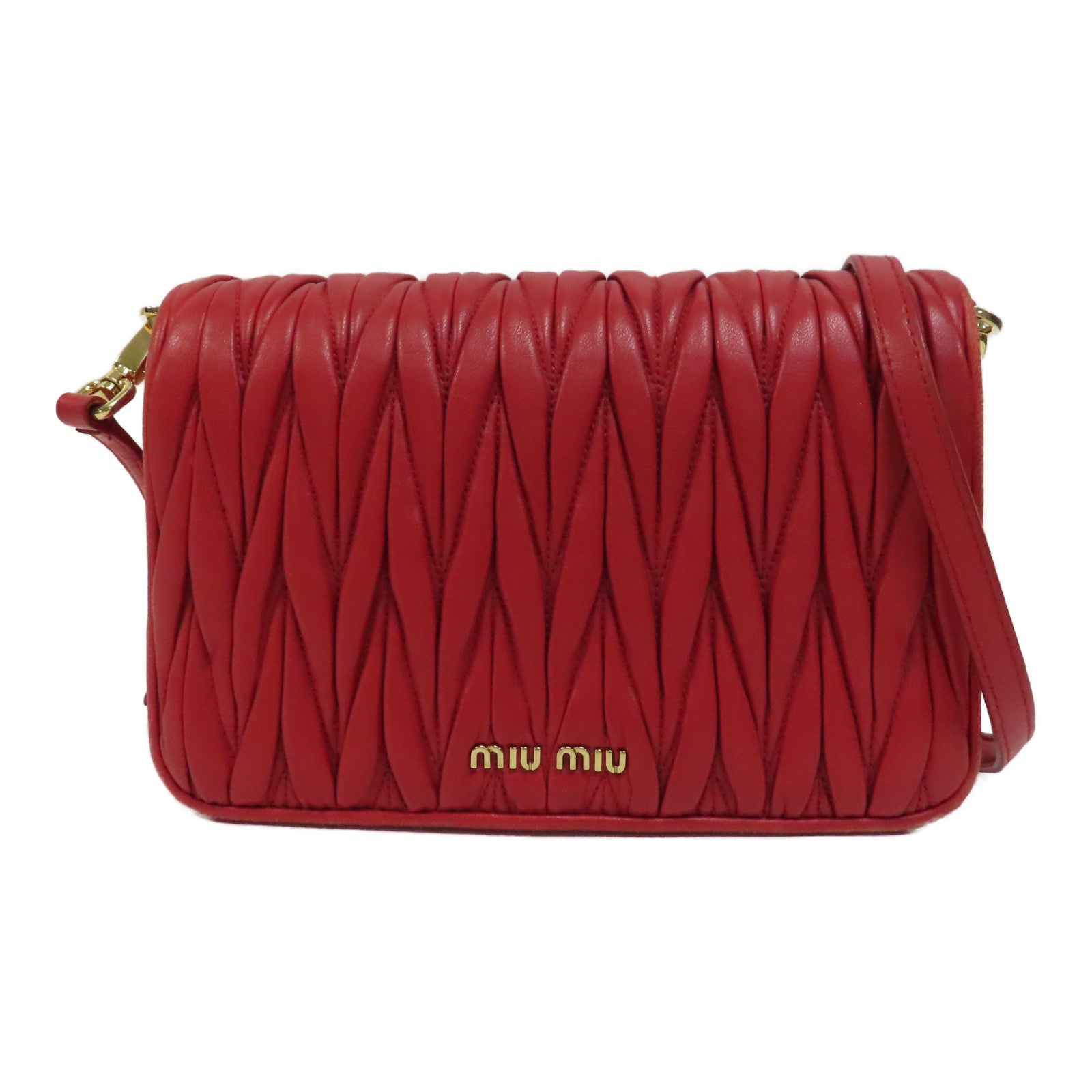 Miu Miu 羊皮皮革Shoulder Bag金扣肩背袋紅色