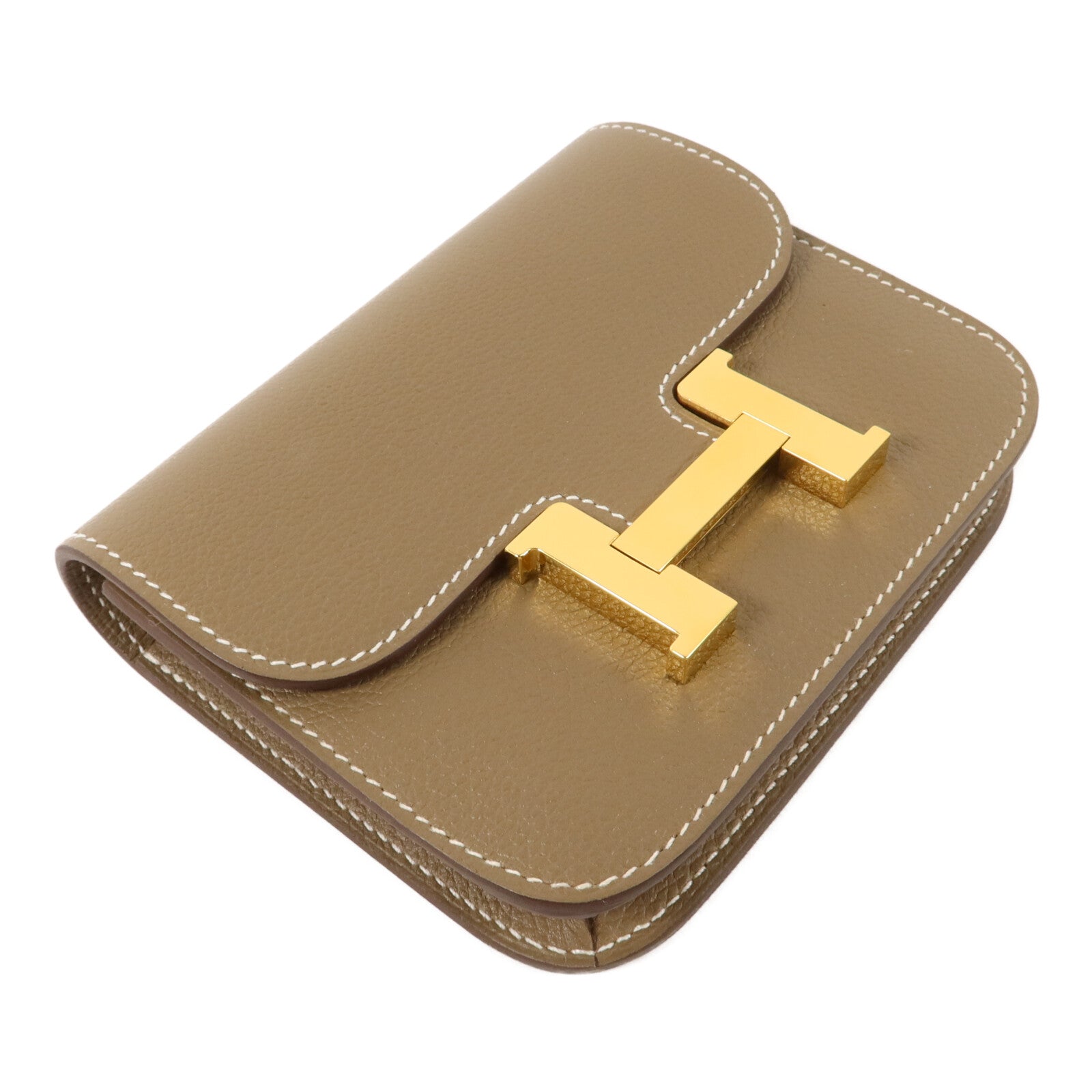 HERMES Evercolor皮革Constance Slim Wallet錢包Etoupe