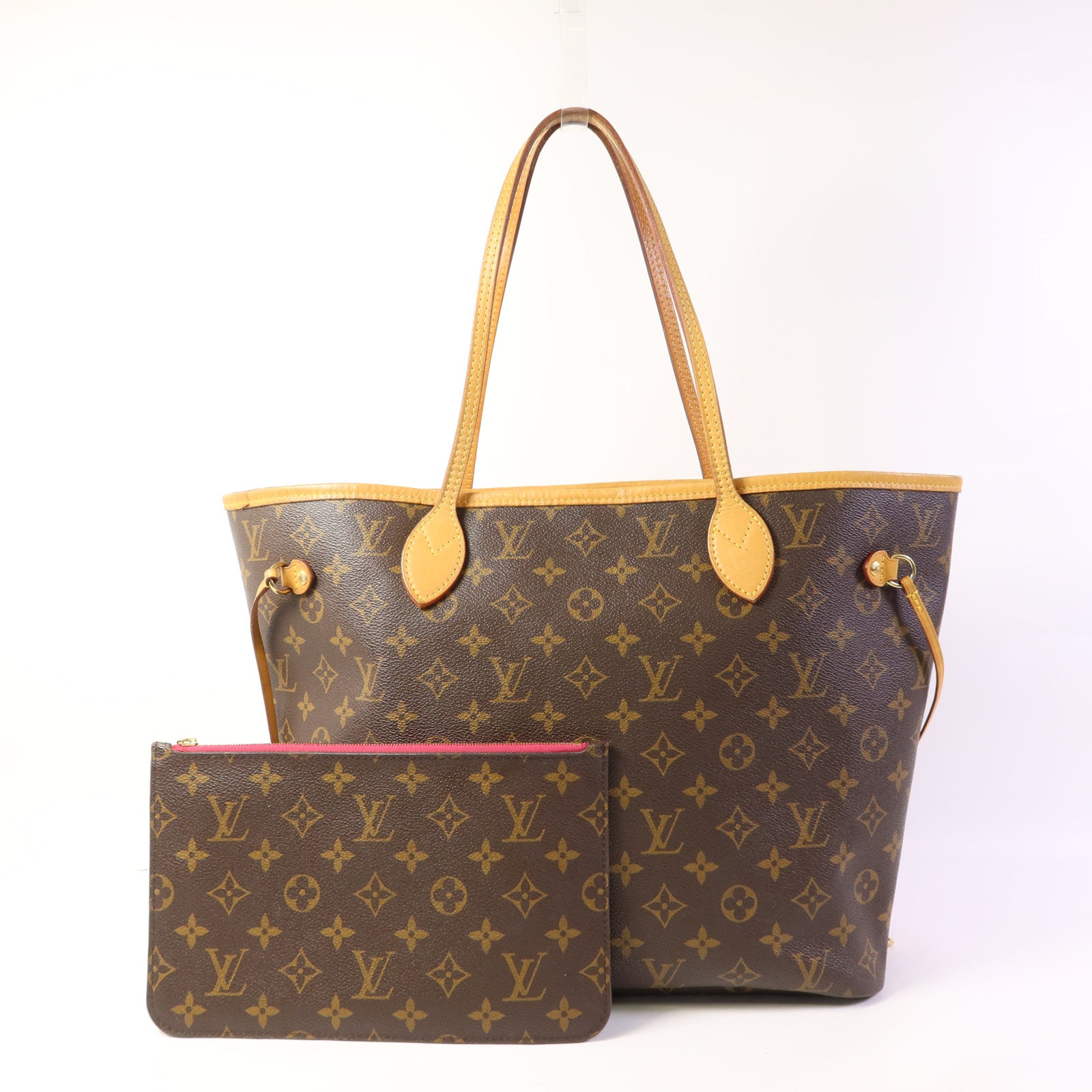 LOUIS VUITTON Monogram Neverfull MM金扣手挽袋