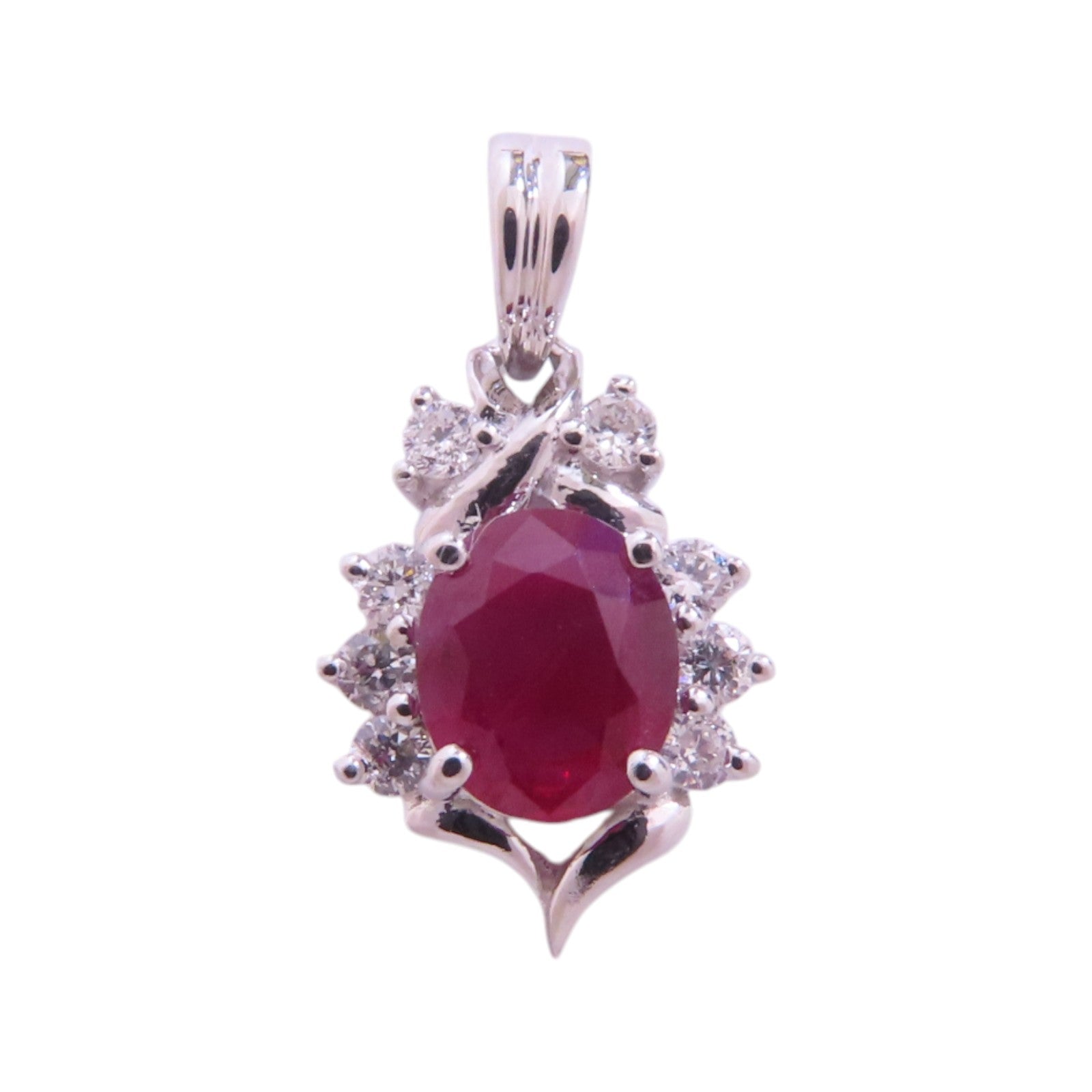 JEWELRY 18K白金Ruby Diamond Pendant Top紅寶石/鑽石吊墜頭扣