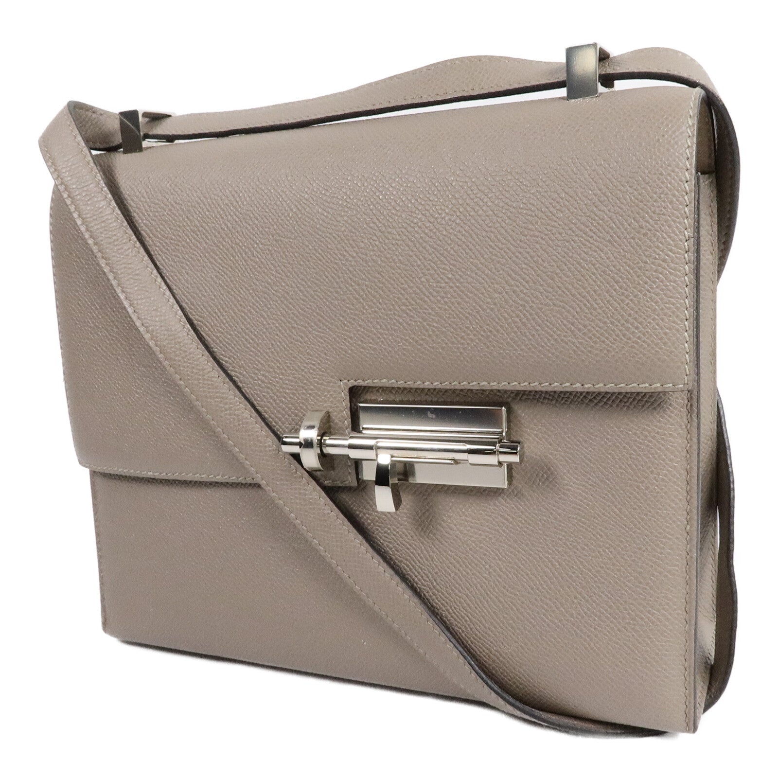 HERMES Epsom皮革Verrou 23肩背袋Gris Asphalte