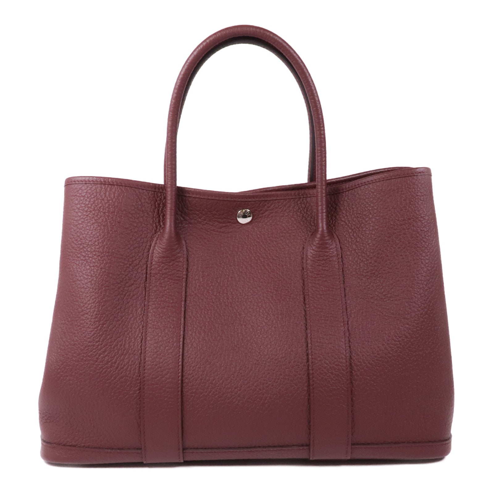 HERMES Negonda皮革Garden Party PM銀扣手挽袋Bordeaux