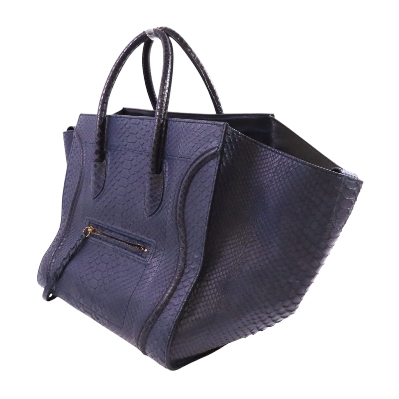 CELINE 蛇皮皮革Luggage Phantom Hand Bag金扣手挽袋