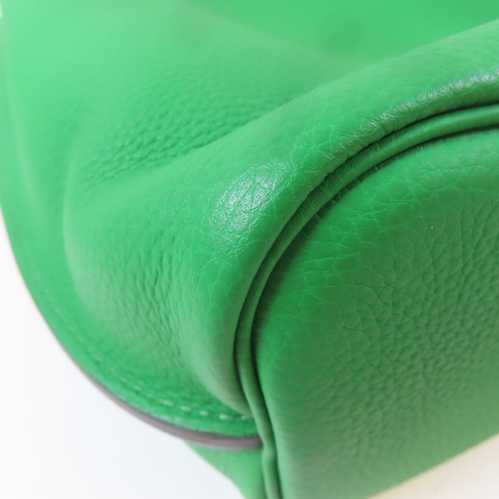 HERMES Togo皮革So Kelly 22銀扣肩背袋Bambou竹子綠色
