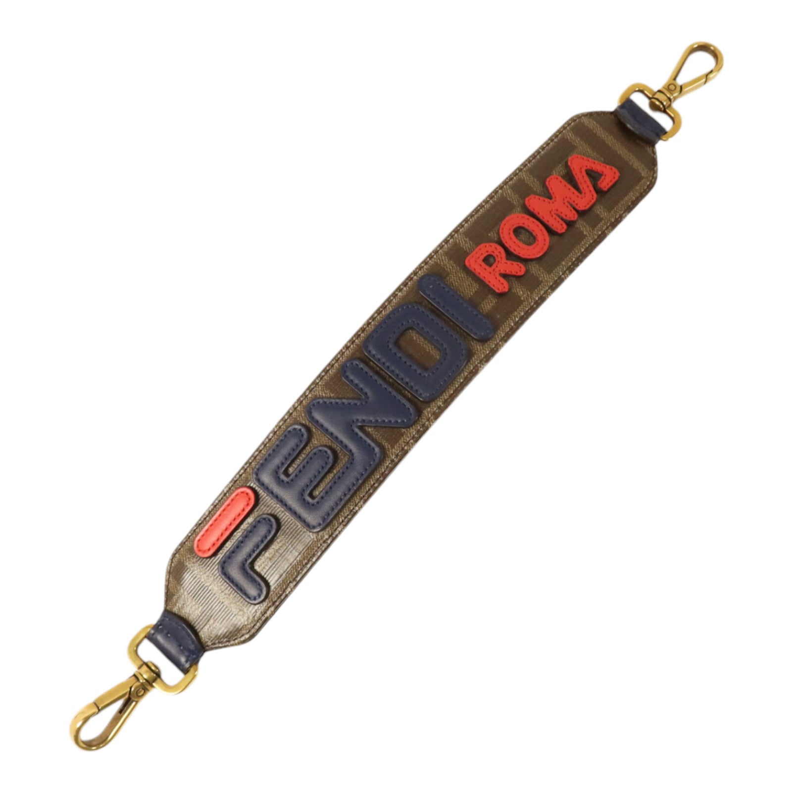 FENDI 漆皮皮革/牛皮皮革Mania Strap You FF Strap金扣肩帶