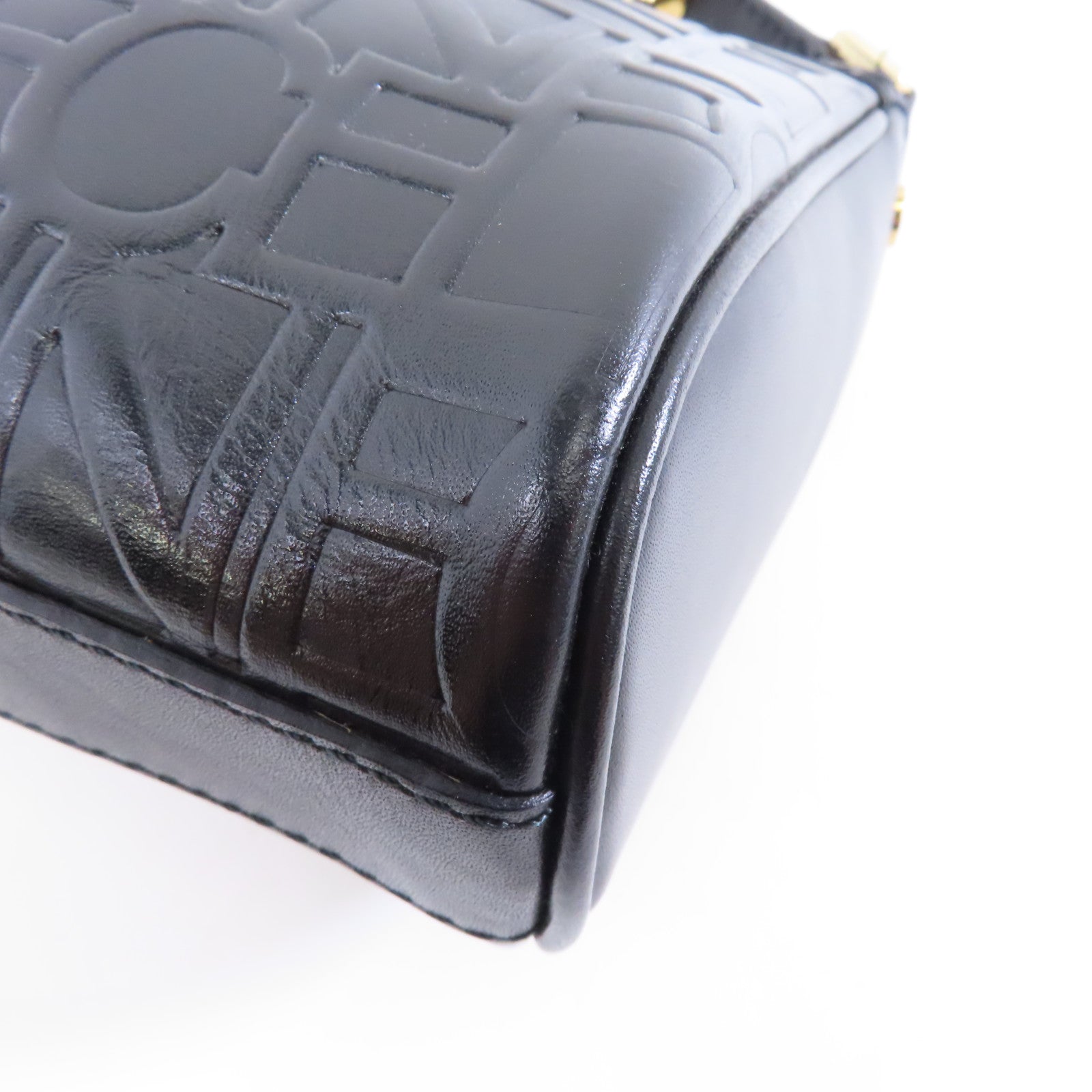 CELINE 皮革Vintage Leather Mini Bag金扣肩背袋黑色