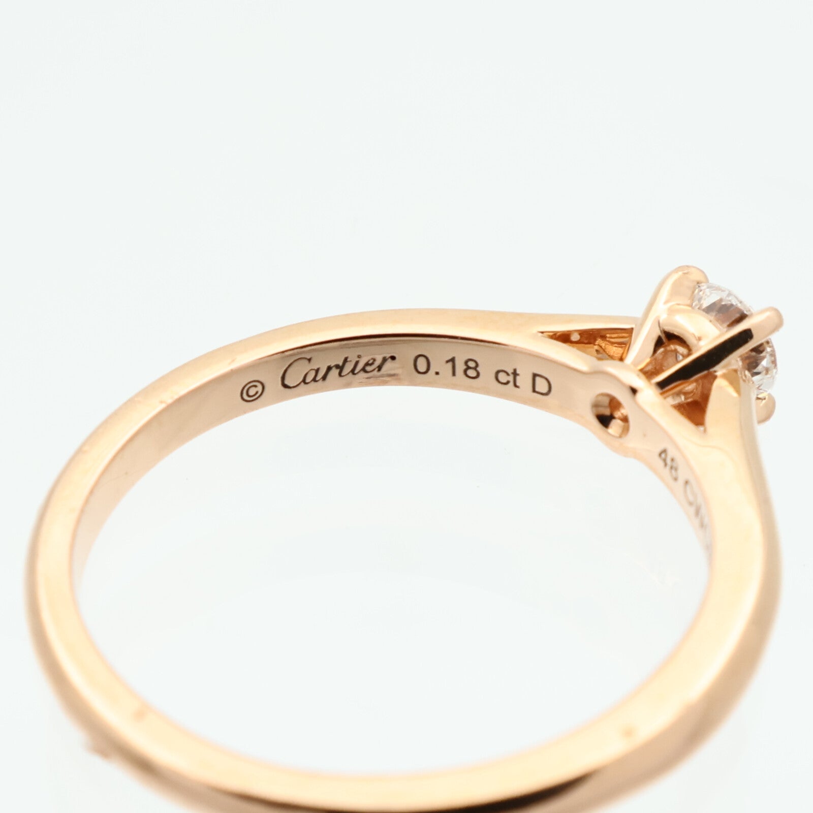 CARTIER 18K玫瑰金Diamond Ring鑽石戒指Cartier#48/US#4.5