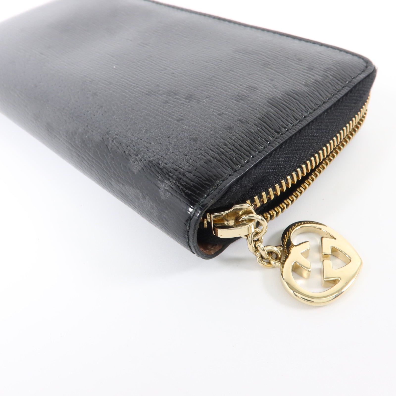 GUCCI 漆皮皮革Lovely Line Zip-Around Long Wallet金扣長錢包