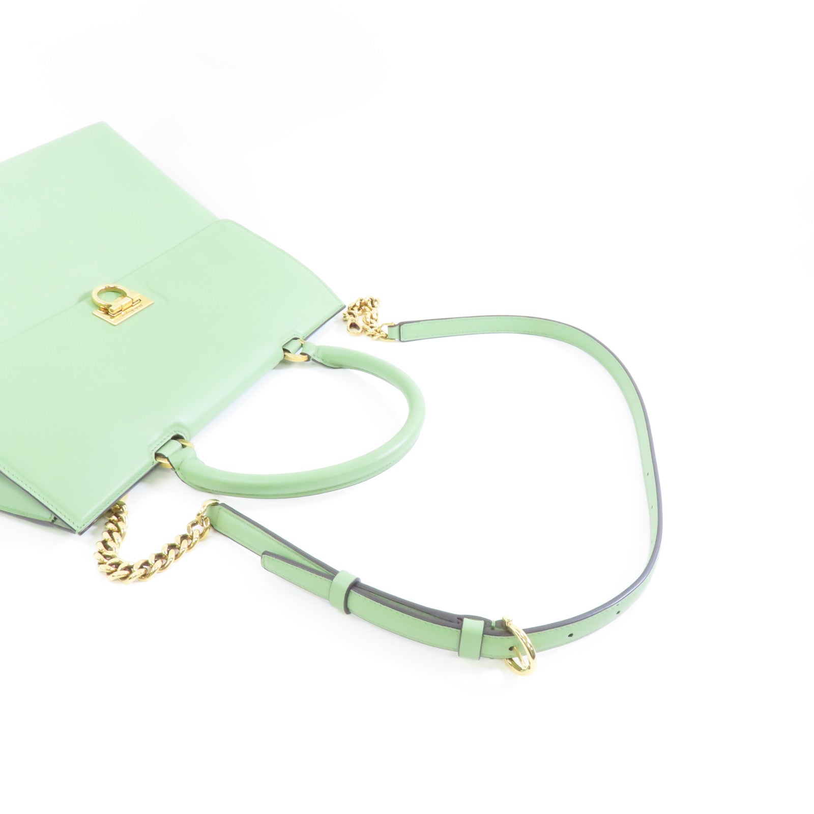Salvatore Ferragamo 牛皮皮革2way Shoulder Bag金扣手挽肩背兩用袋綠色