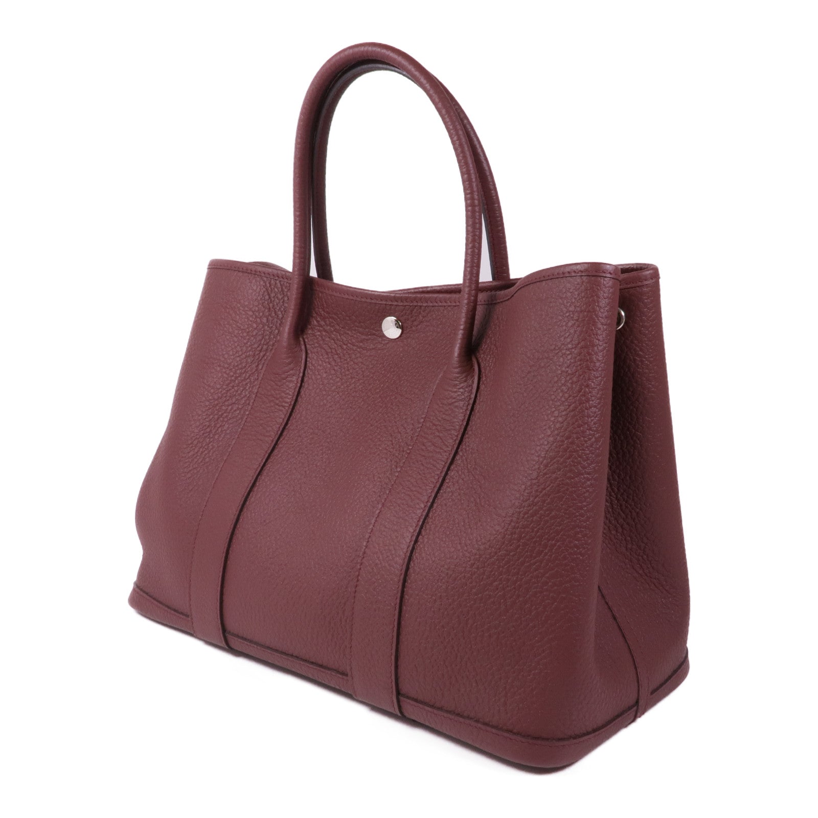 HERMES Negonda皮革Garden Party PM銀扣手挽袋Bordeaux
