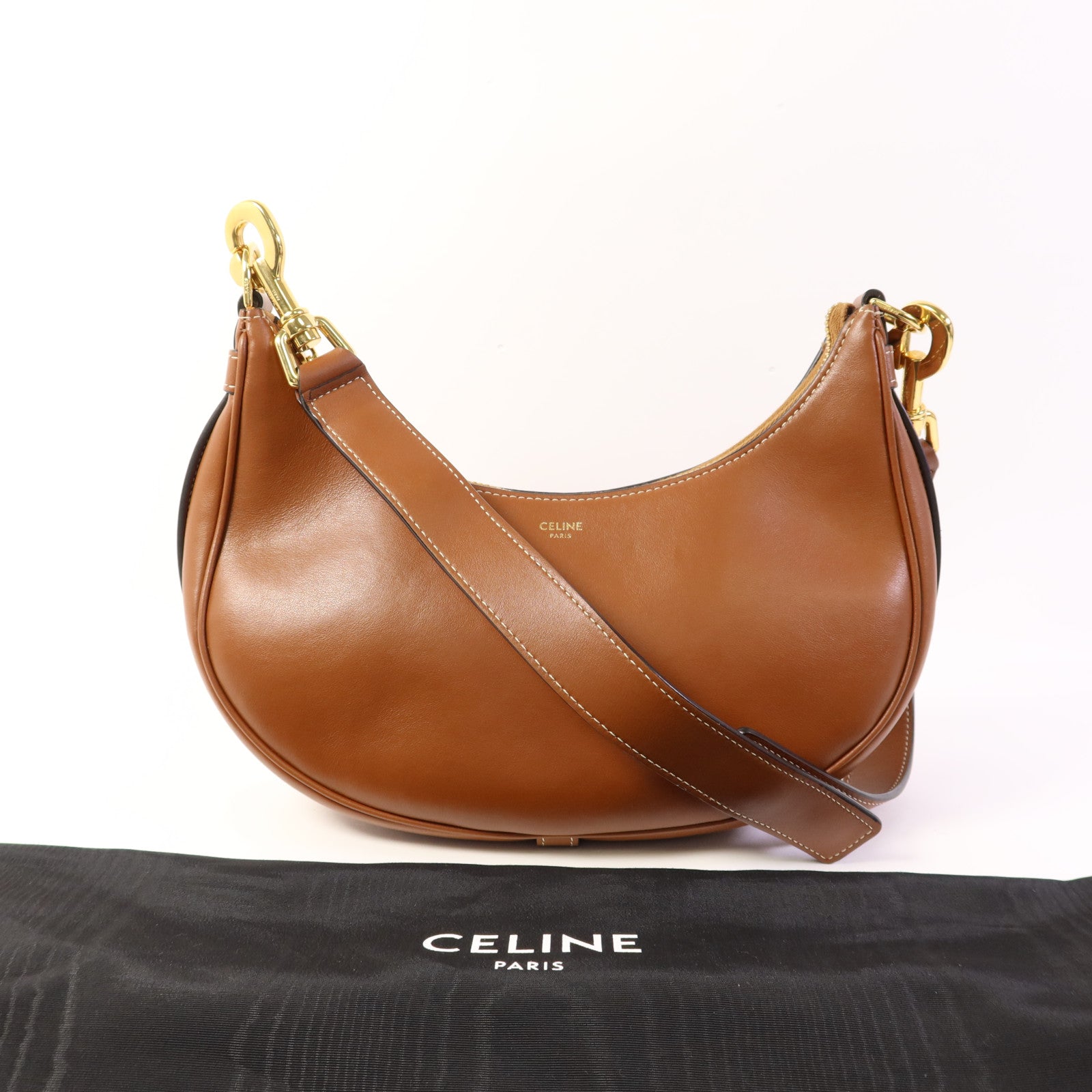 CELINE 牛皮皮革Ava Medium金扣肩背袋