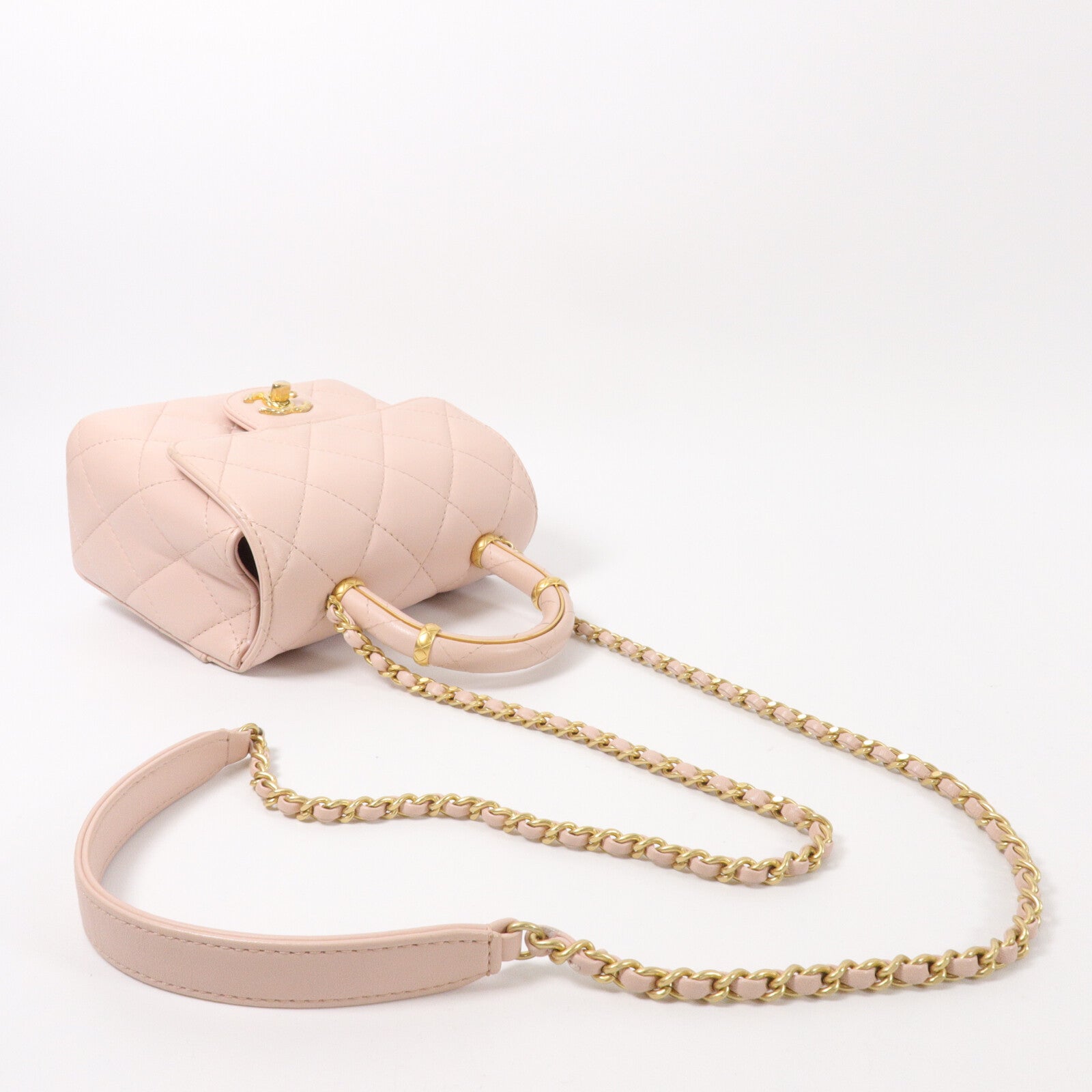 CHANEL 羊皮皮革Crush Top Handle鏈帶手挽肩背兩用袋