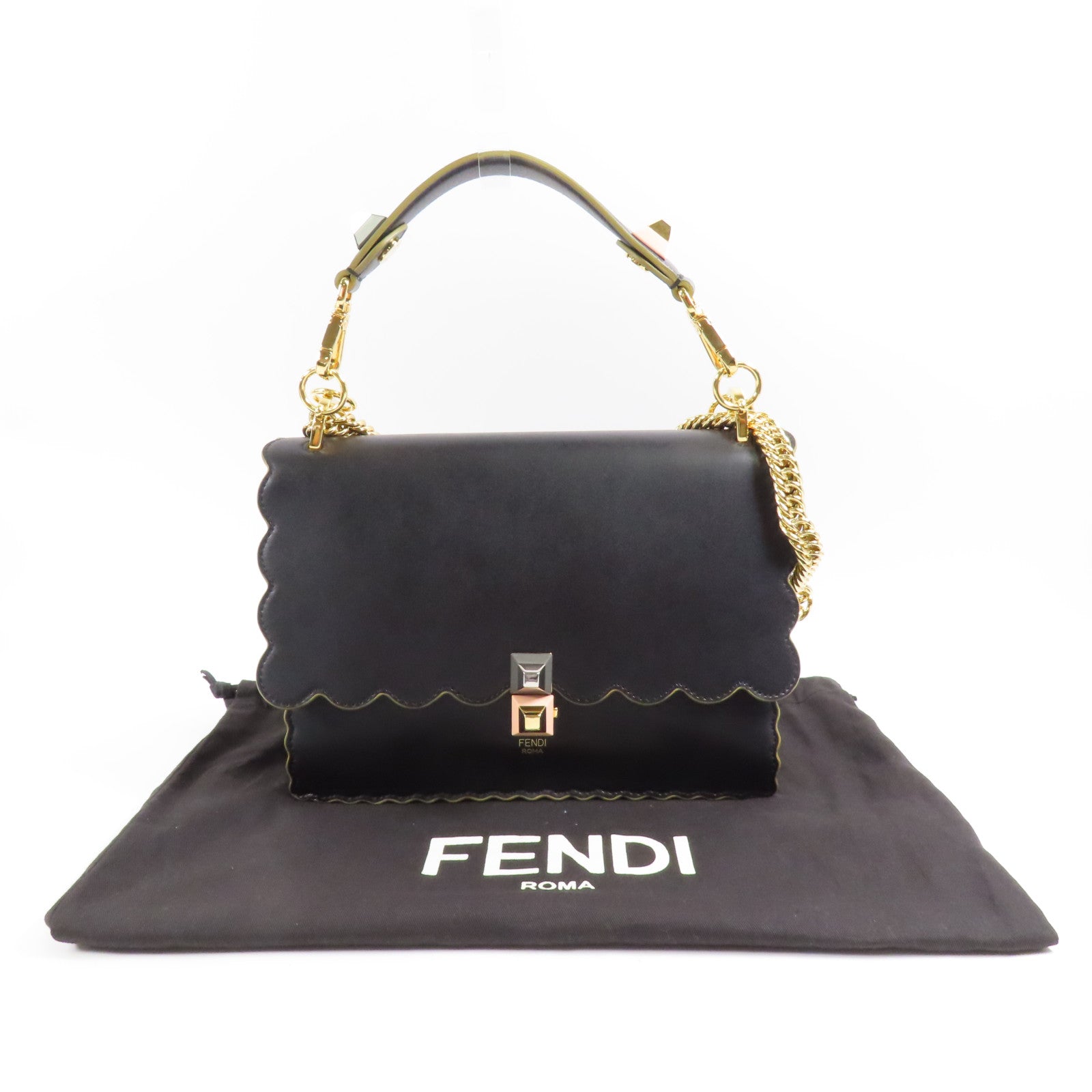 FENDI 【激減優惠】牛皮皮革Kan I金扣手挽肩背兩用袋