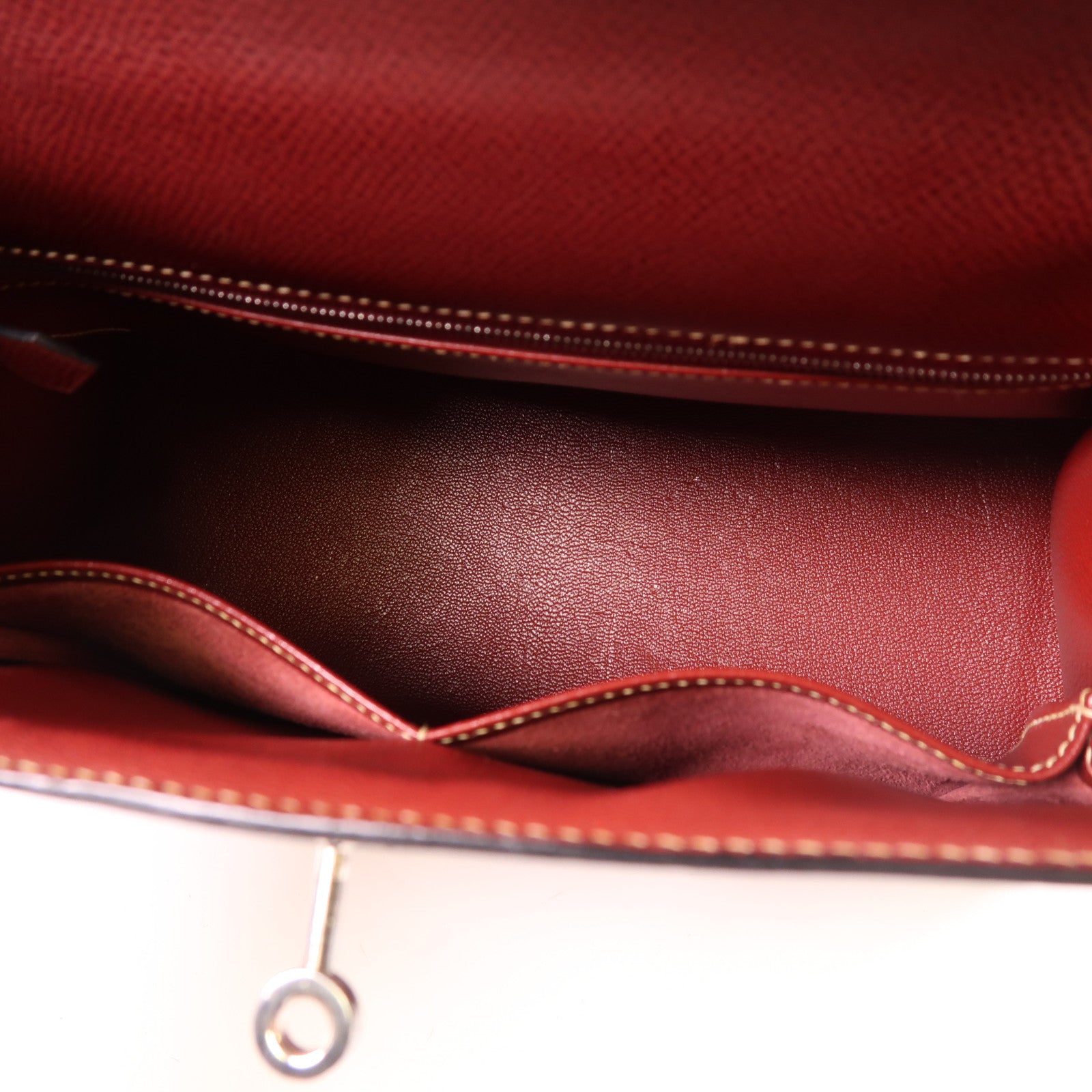 HERMES Epsom皮革Kelly 28銀扣手挽肩背兩用袋Vermillon