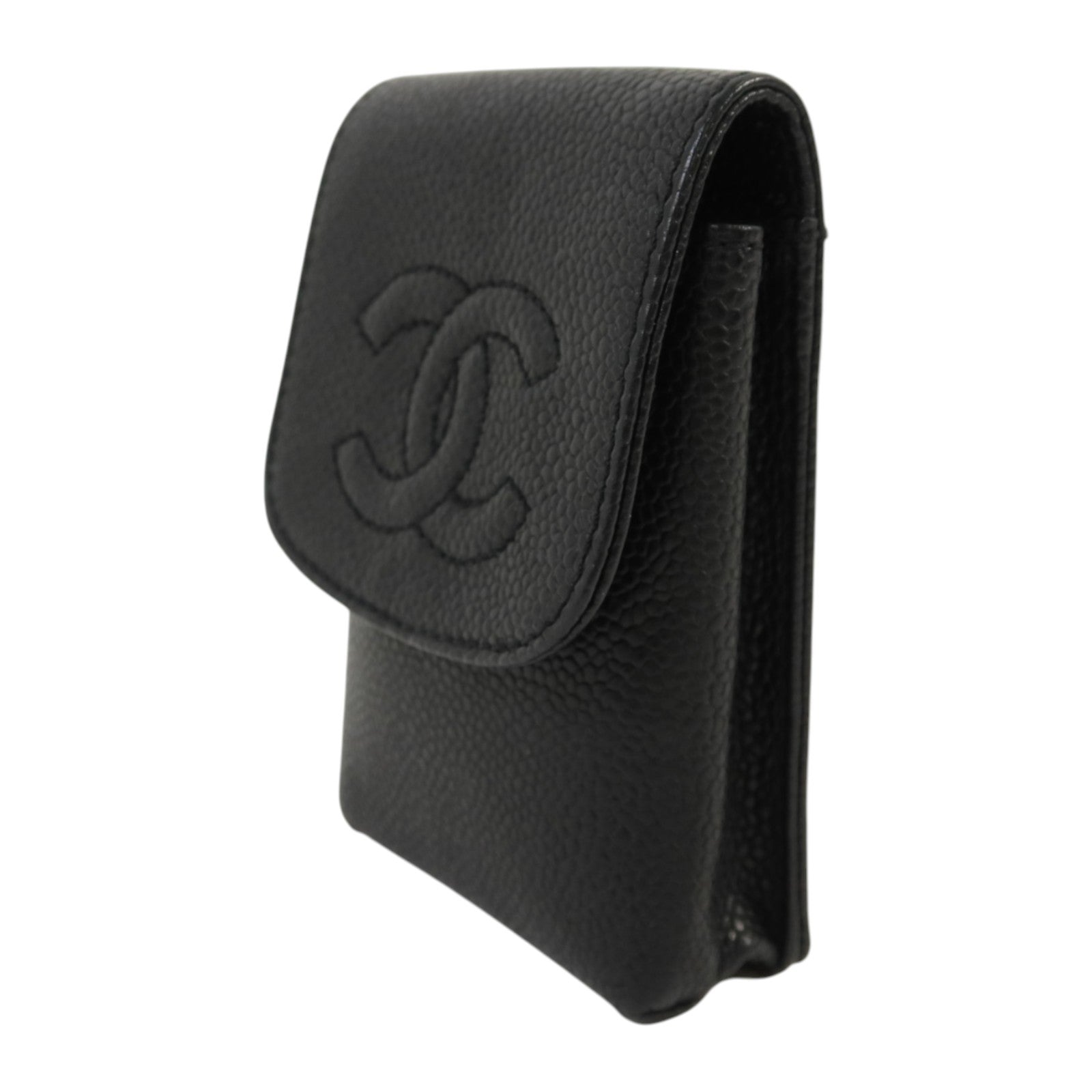 CHANEL 牛皮皮革Coco Mark Logo Cigarette Pouch金扣香煙包