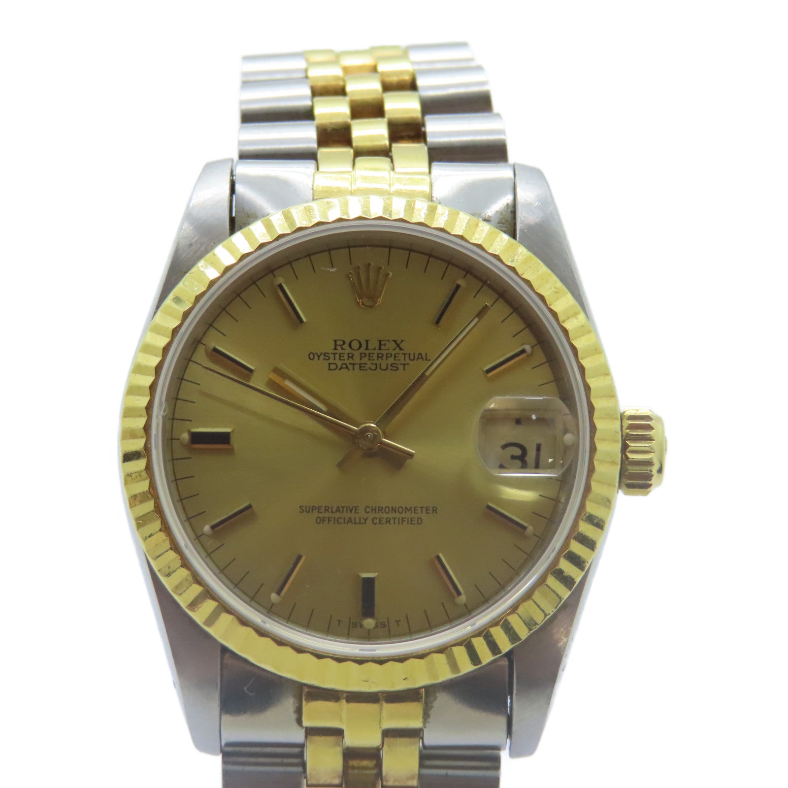 ROLEX Datejust 18K黃金/不鏽鋼手錶自動機芯金色