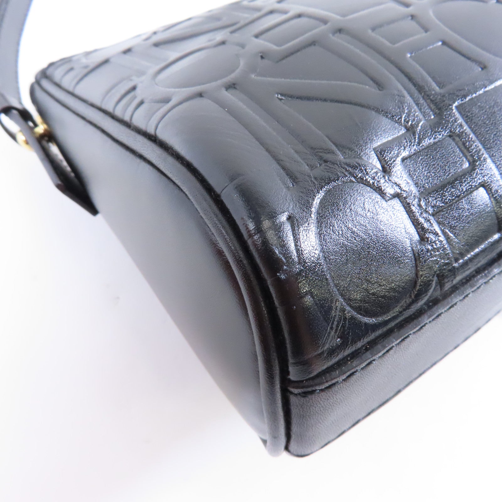 CELINE 皮革Vintage Leather Mini Bag金扣肩背袋黑色