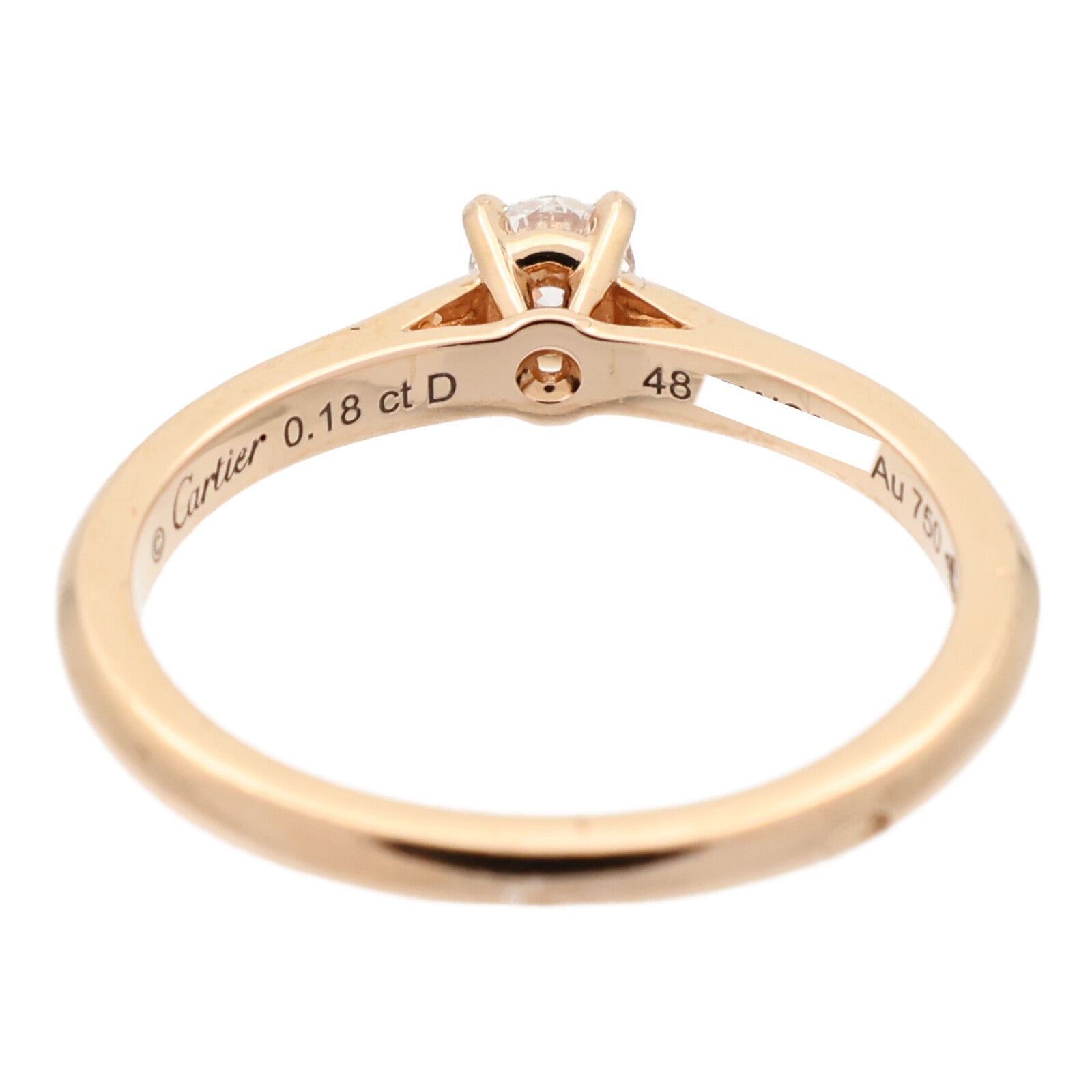 CARTIER 18K玫瑰金Diamond Ring鑽石戒指Cartier#48/US#4.5