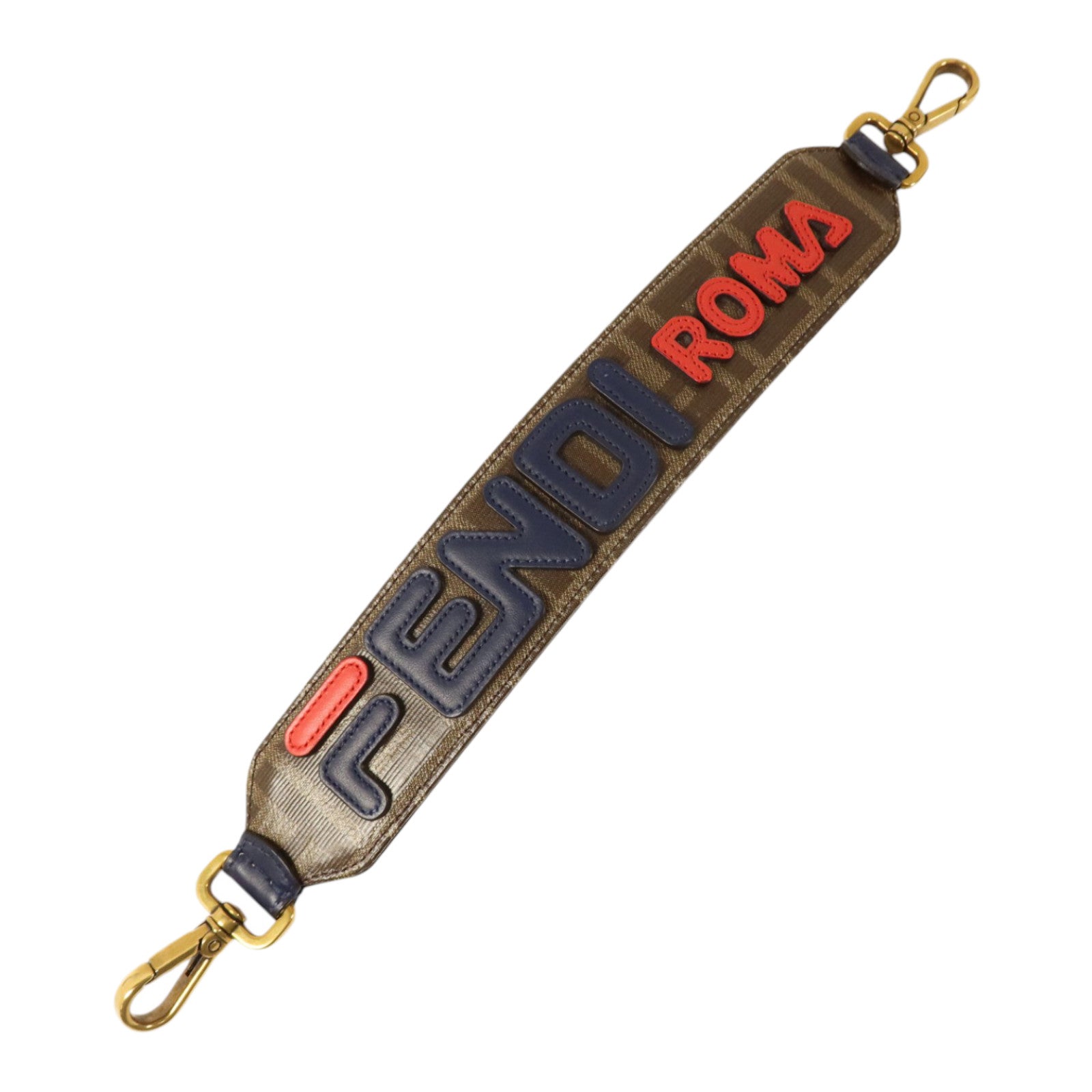 FENDI 漆皮皮革/牛皮皮革Mania Strap You FF Strap金扣肩帶