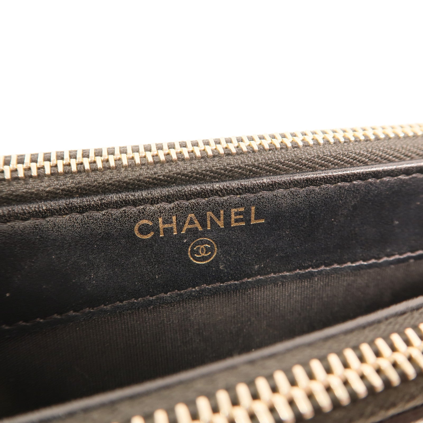 CHANEL 牛皮皮革Filigree Zipper Chain Bag金扣鏈帶肩背袋