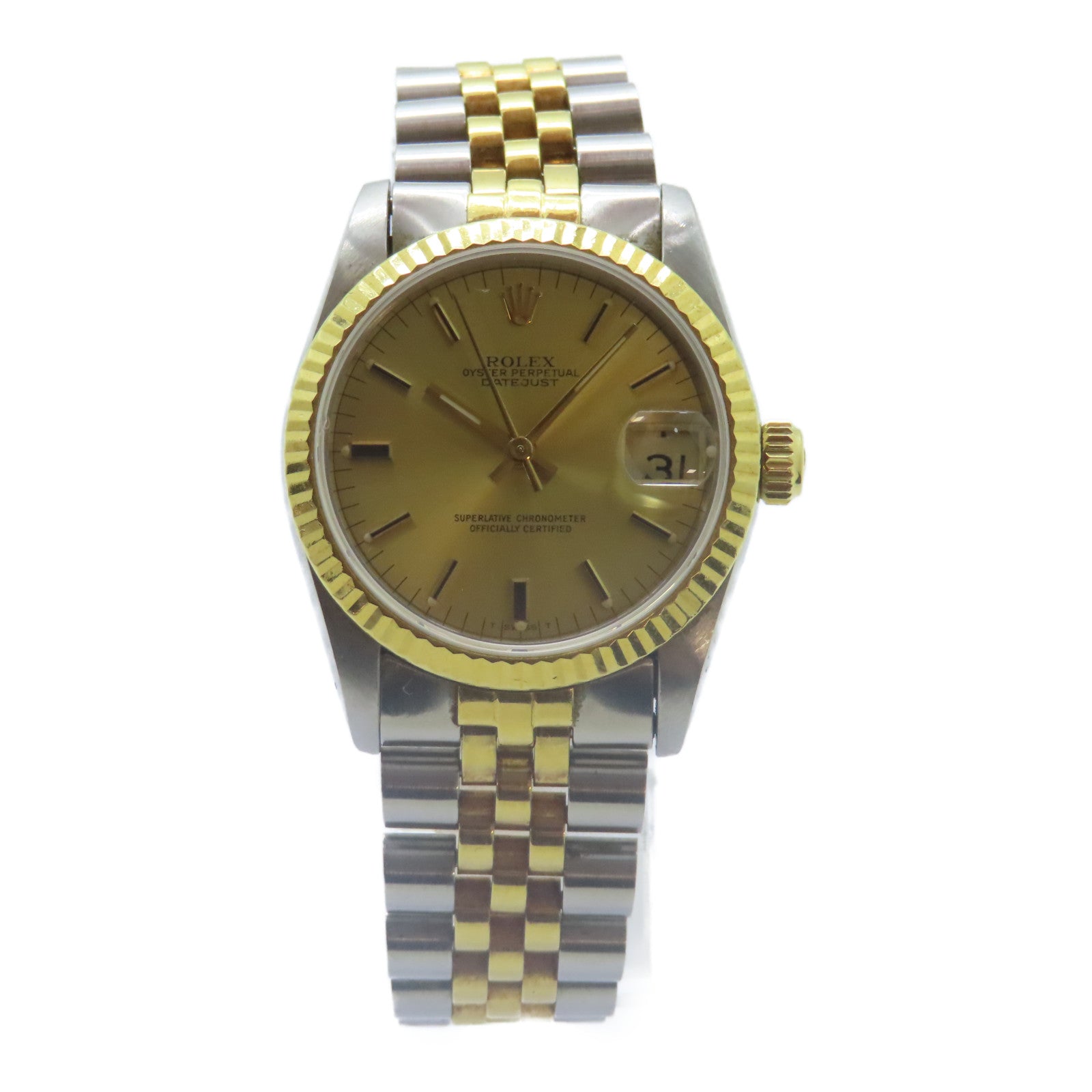 ROLEX Datejust 18K黃金/不鏽鋼手錶自動機芯金色