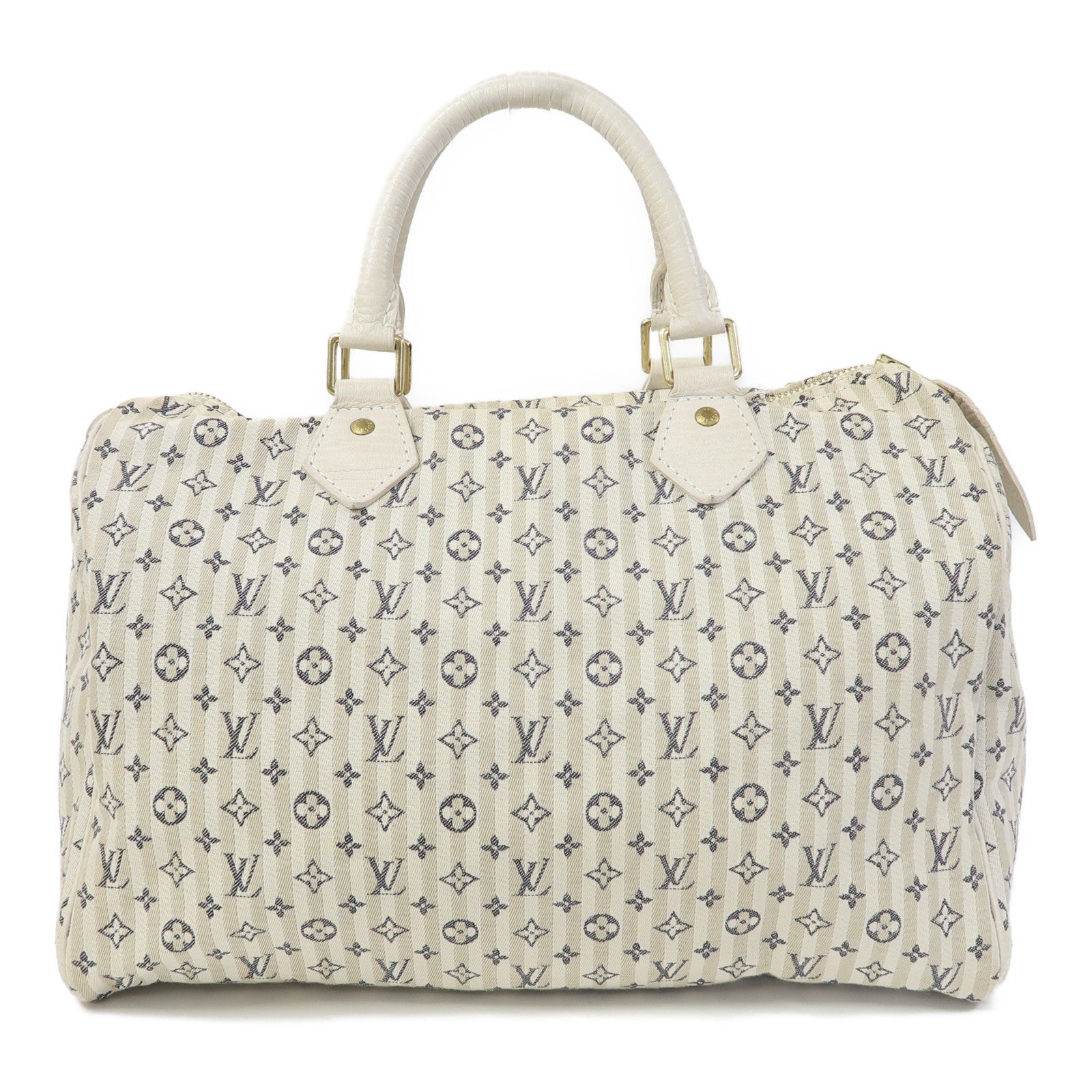 LOUIS VUITTON Monogram Mini Lin Speedy 30金扣手挽袋米色