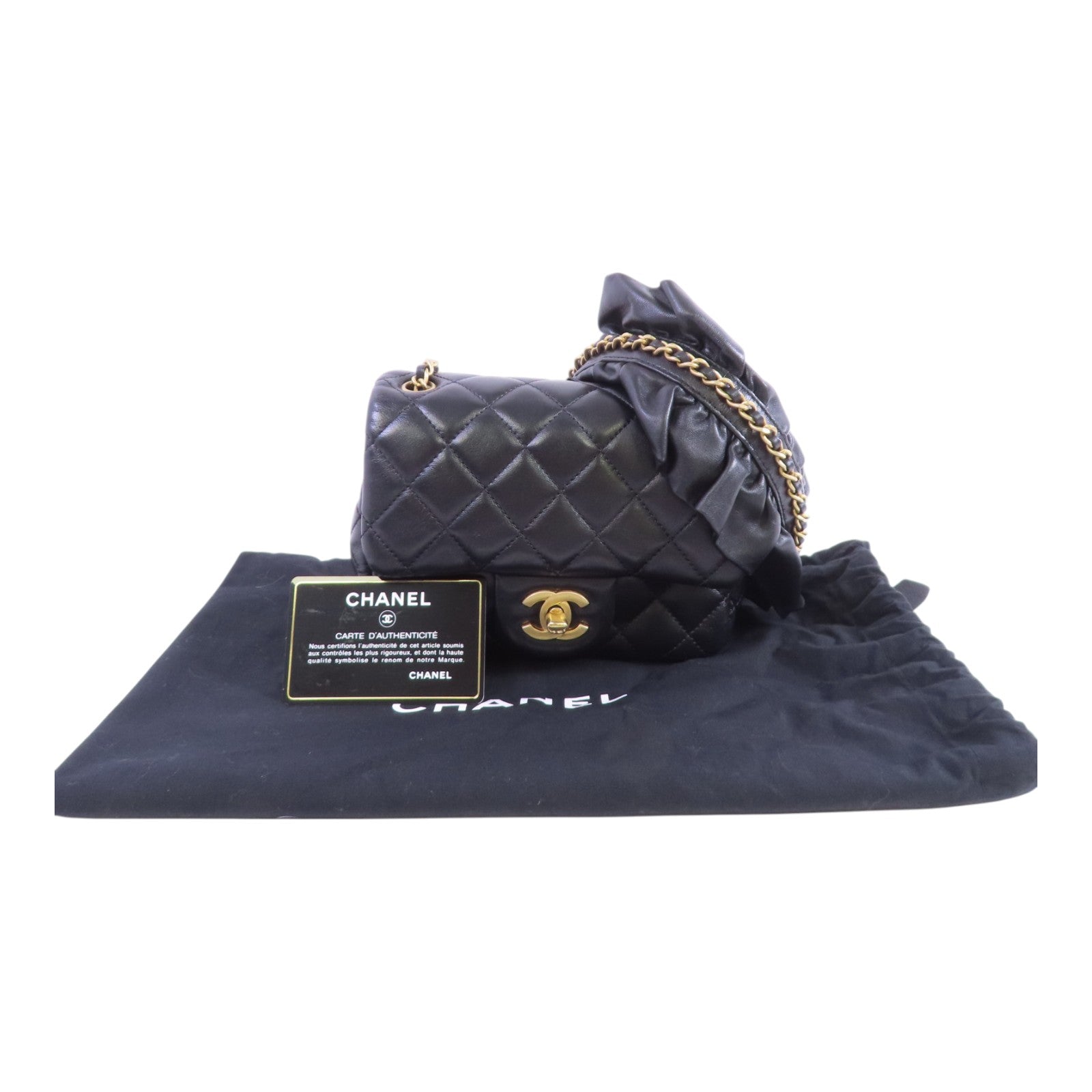 CHANEL 羊皮皮革Chain Shoulder Bag金扣鏈帶肩背大