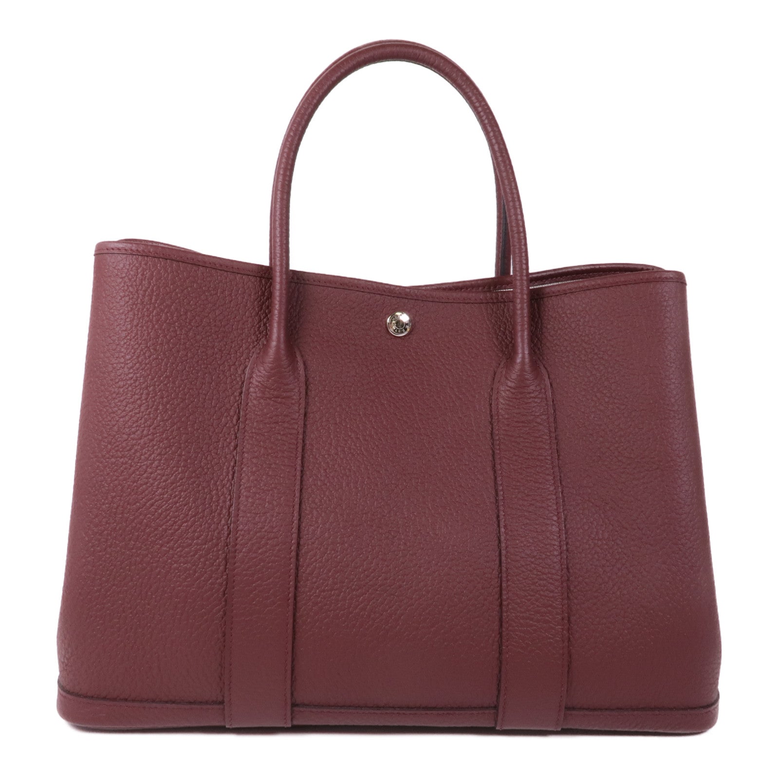 HERMES Negonda皮革Garden Party PM銀扣手挽袋Bordeaux