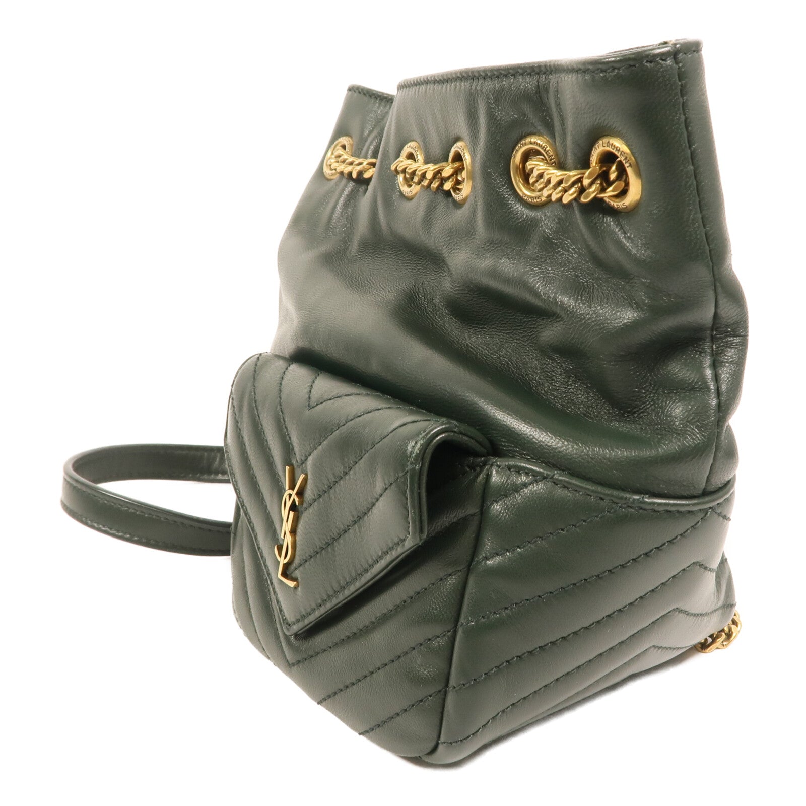 SAINT LAURENT 羊皮皮革Joe Mini Bucket金扣鏈帶肩背袋