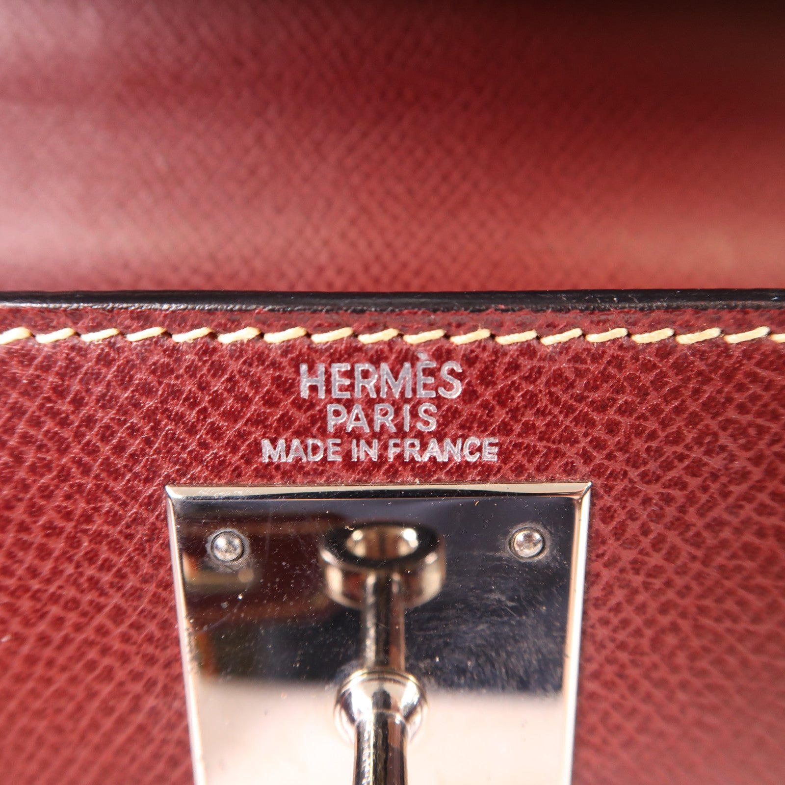 HERMES Epsom皮革Kelly 28銀扣手挽肩背兩用袋Vermillon