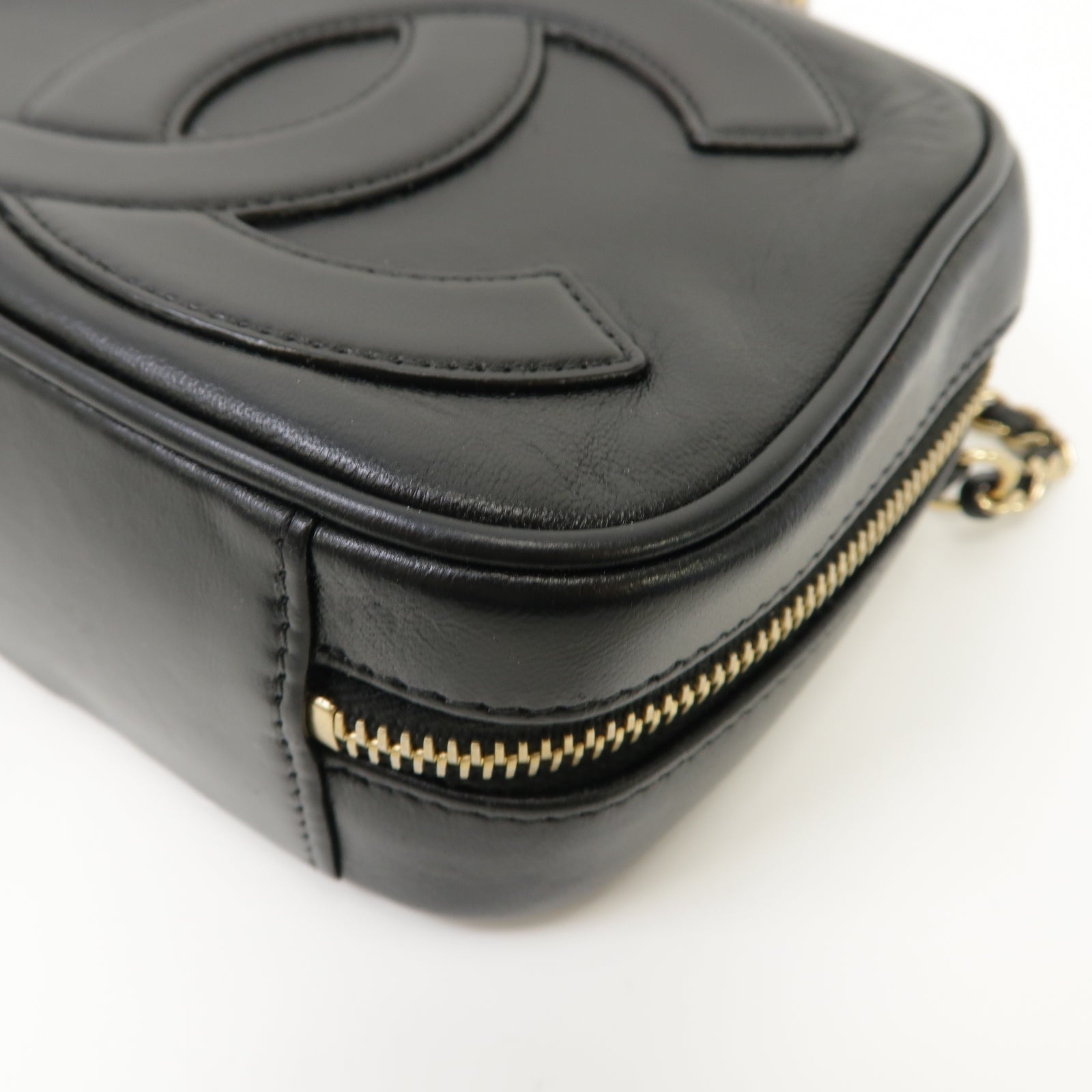 CHANEL 【激減優惠】羊皮皮革Coco Mark Mania Camera Case Chain Shoulder Bag金扣鏈帶肩背袋黑色