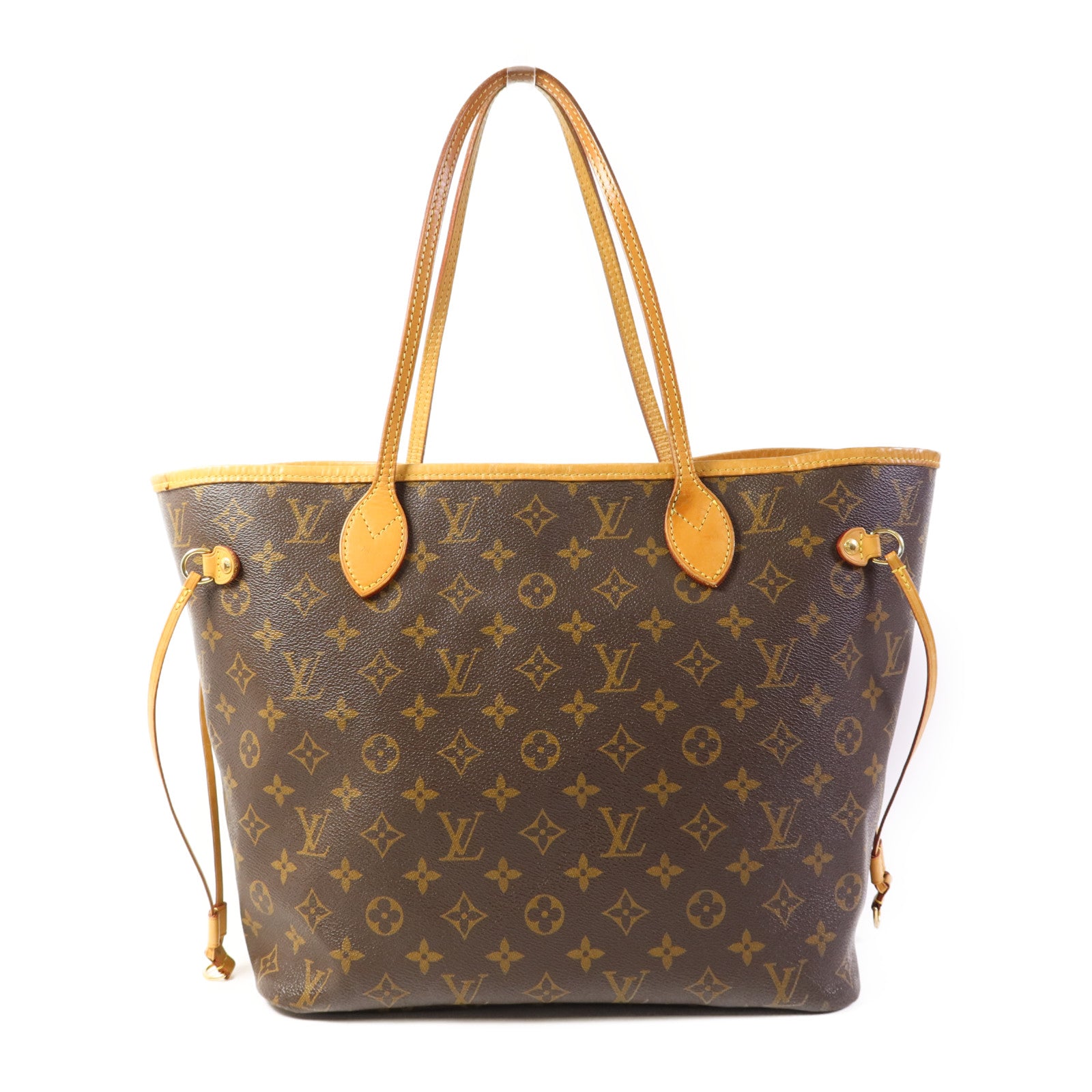 LOUIS VUITTON Monogram Neverfull MM金扣手挽袋