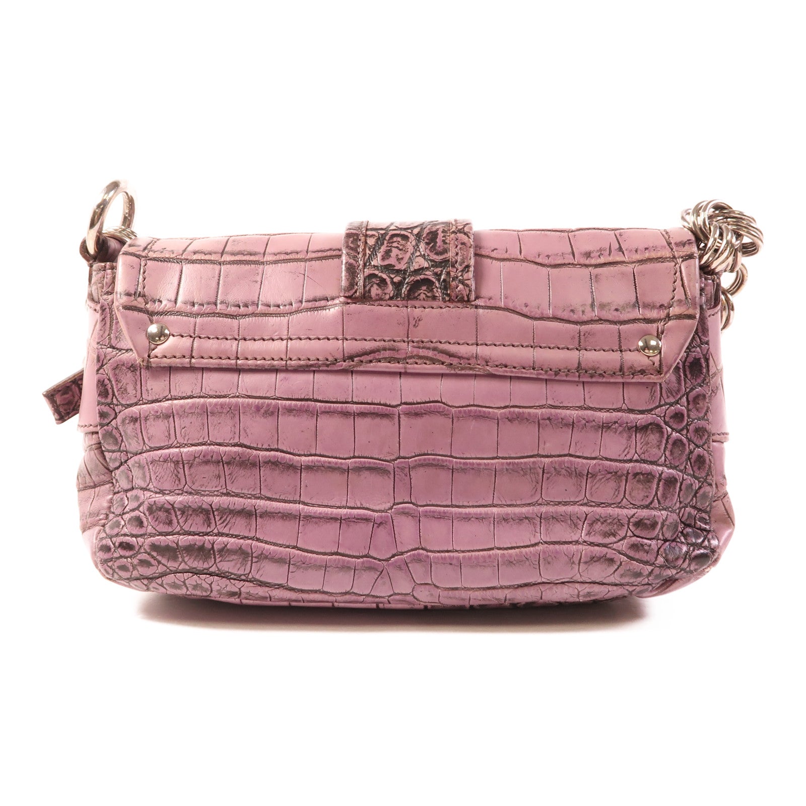 PRADA 鱷魚皮革Cocco Pocket D1銀扣肩背袋