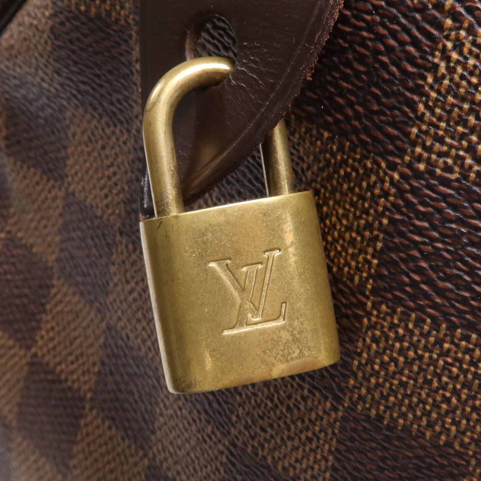 LOUIS VUITTON Damier Speedy 30金扣手挽袋